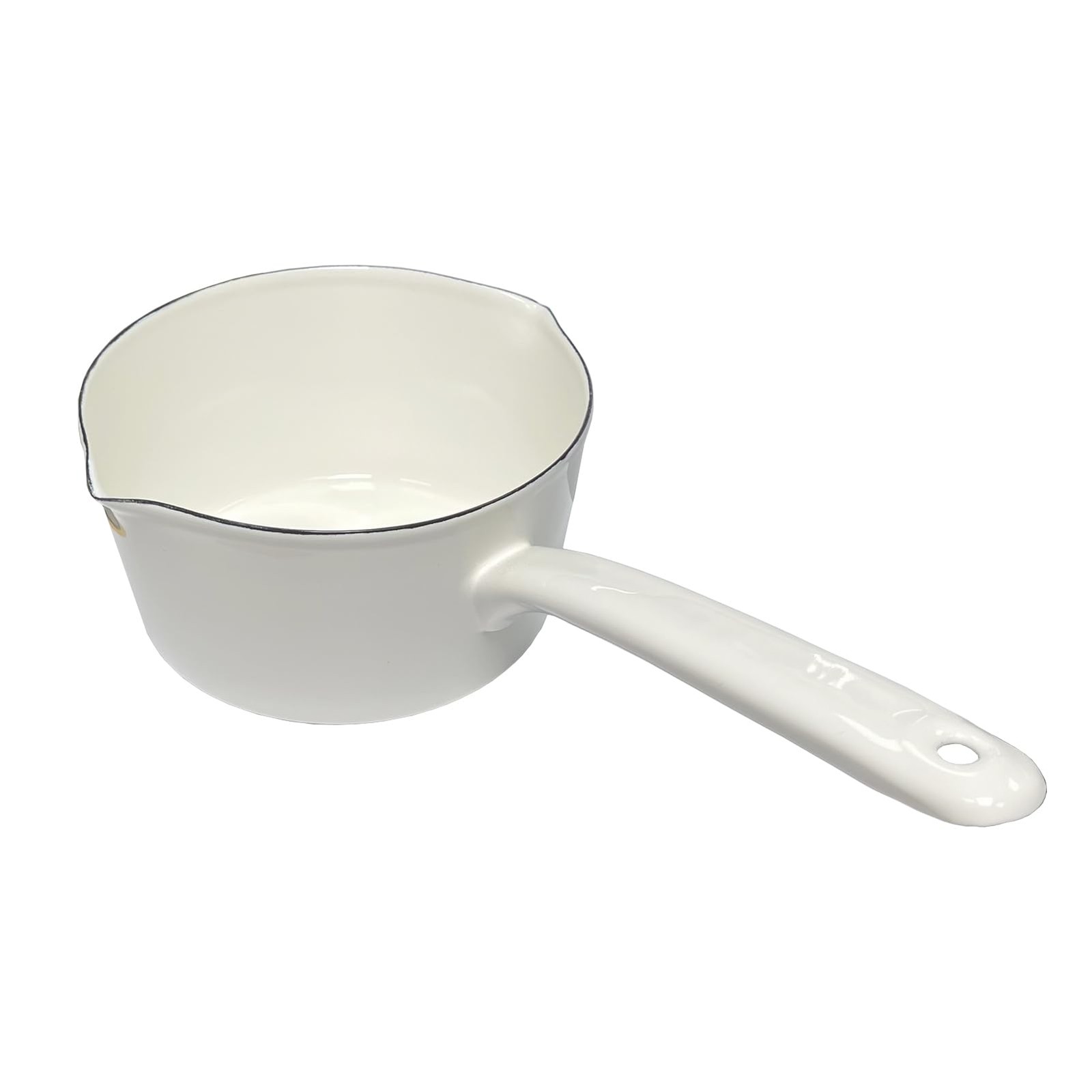 Enamel Milk Pan 1.2L Mini Butter Warmer Saucepan Nonstick Spout Melting Pot