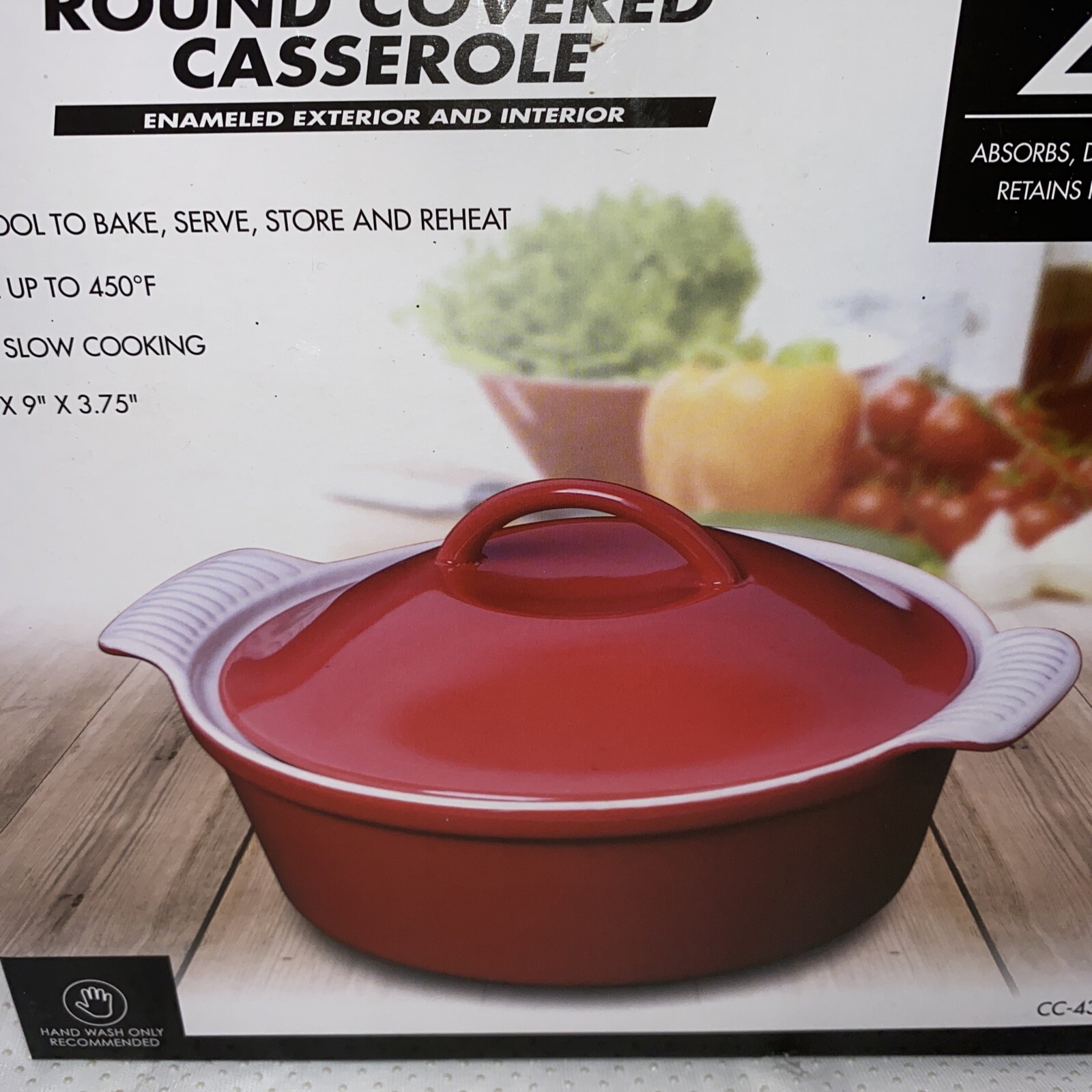 Chef’s Counter 2QT Round Covered Casserole Dish RED NEW