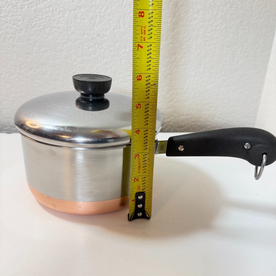 VTG Revere Ware Pre-1968 1.5 Qt Saucepan Copper Clad Double Circle w/ Lid