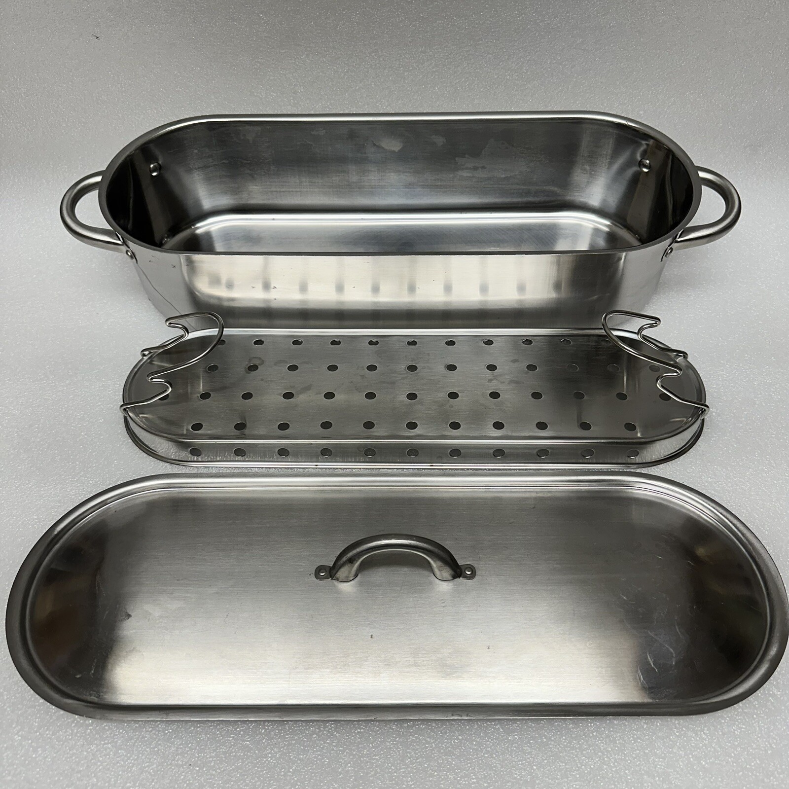 Fagor Commercial 18-10 Stainless Steel 3 Piece Fish / Vegetable Poacher Steamer