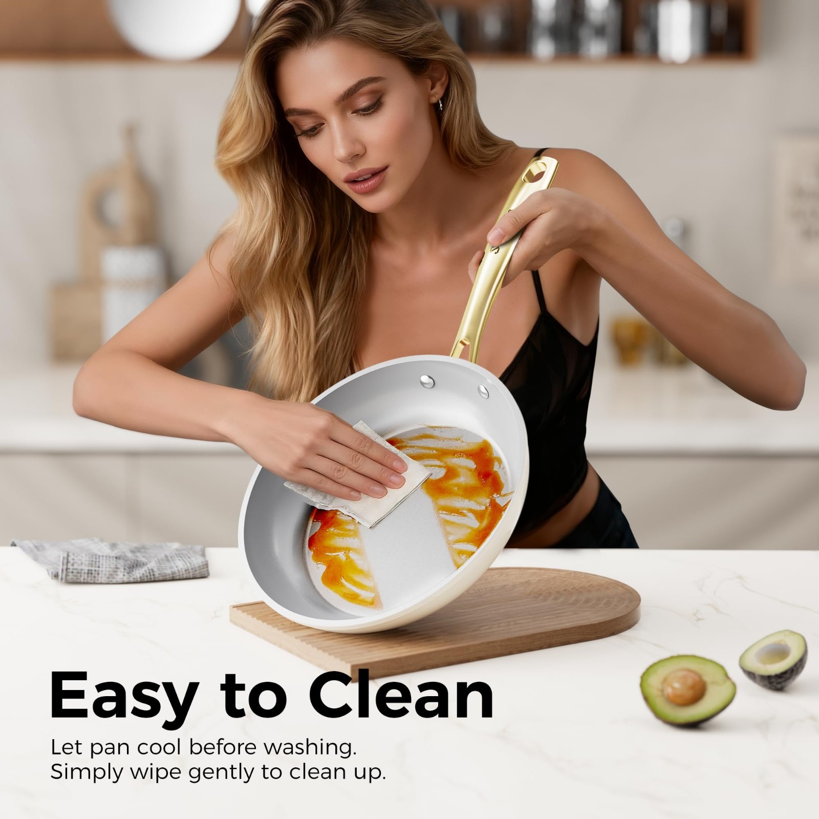 Nonstick Frying Pan Set 2-Piece (8 & 10 Inch) – Diamond-Titanium Coating, PFAS F