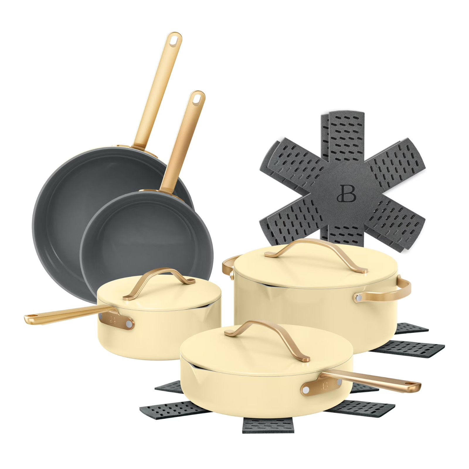 Beautiful 12-Piece Ceramic Nonstick Cookware Set, Pots & Pans by Drew Barrymore