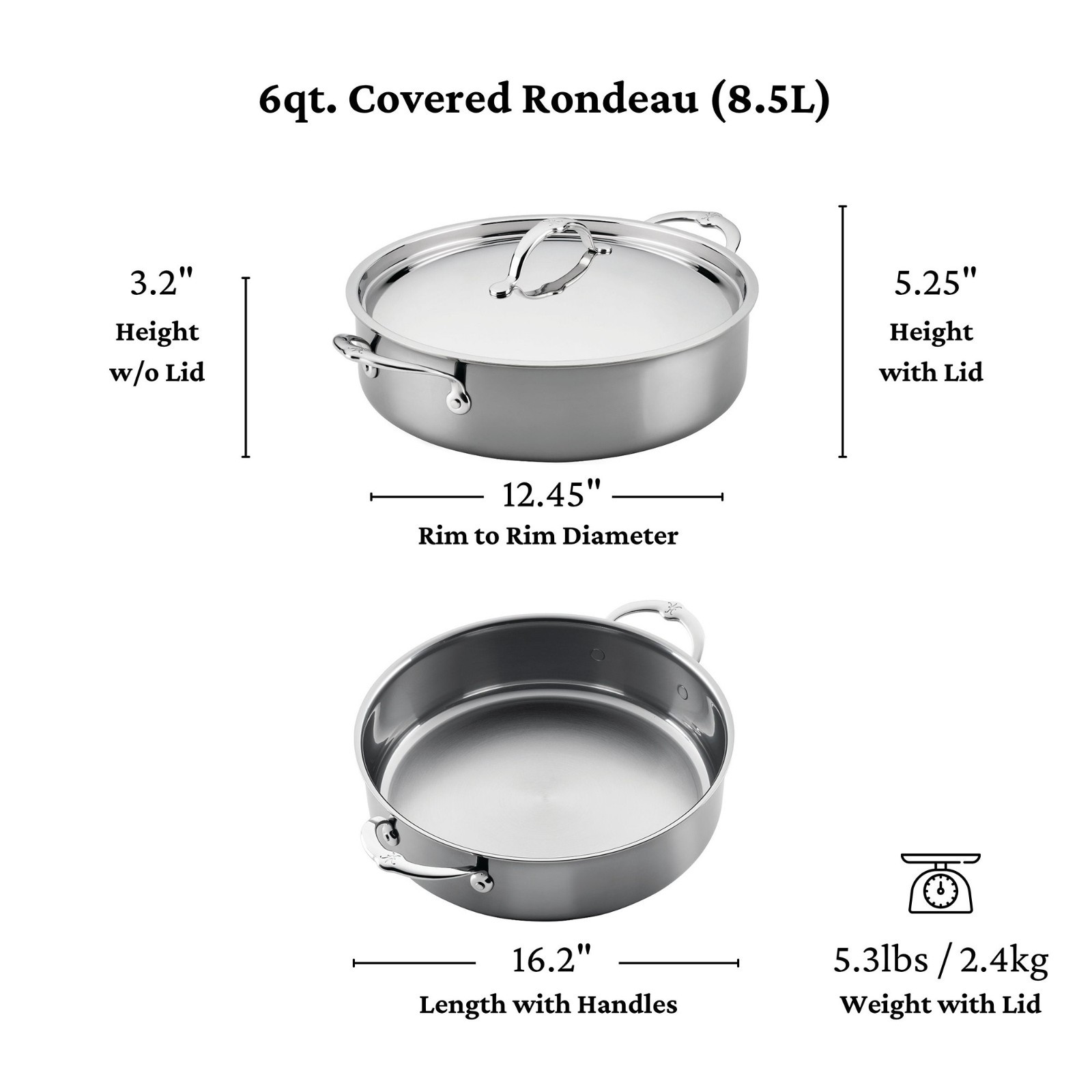 Hestan NanoBond® Titanium Stainless-Steel Rondeau, 6-Qt, Shipped from U.S