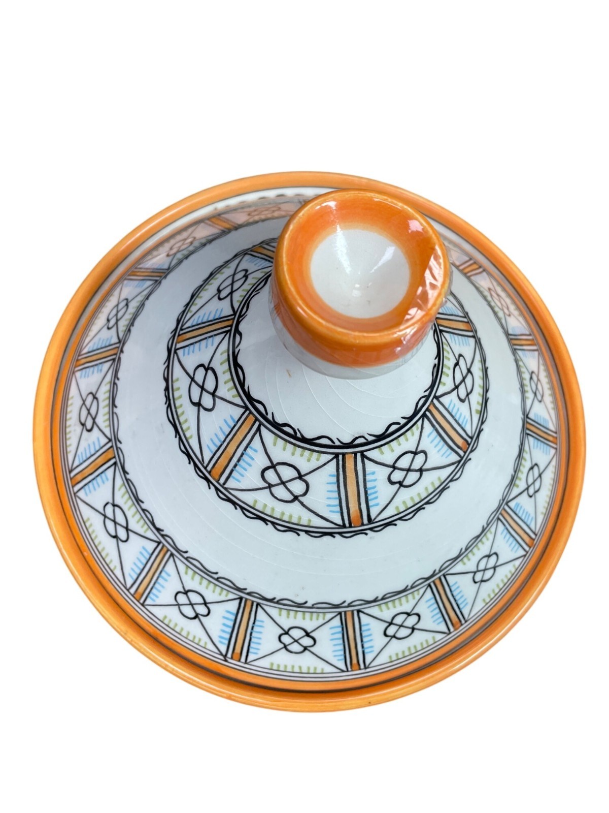 Moroccan Fes Glazed Handpainted Tagine Artisan Pottery 8″x9.5″ SKU 9340-R1S2