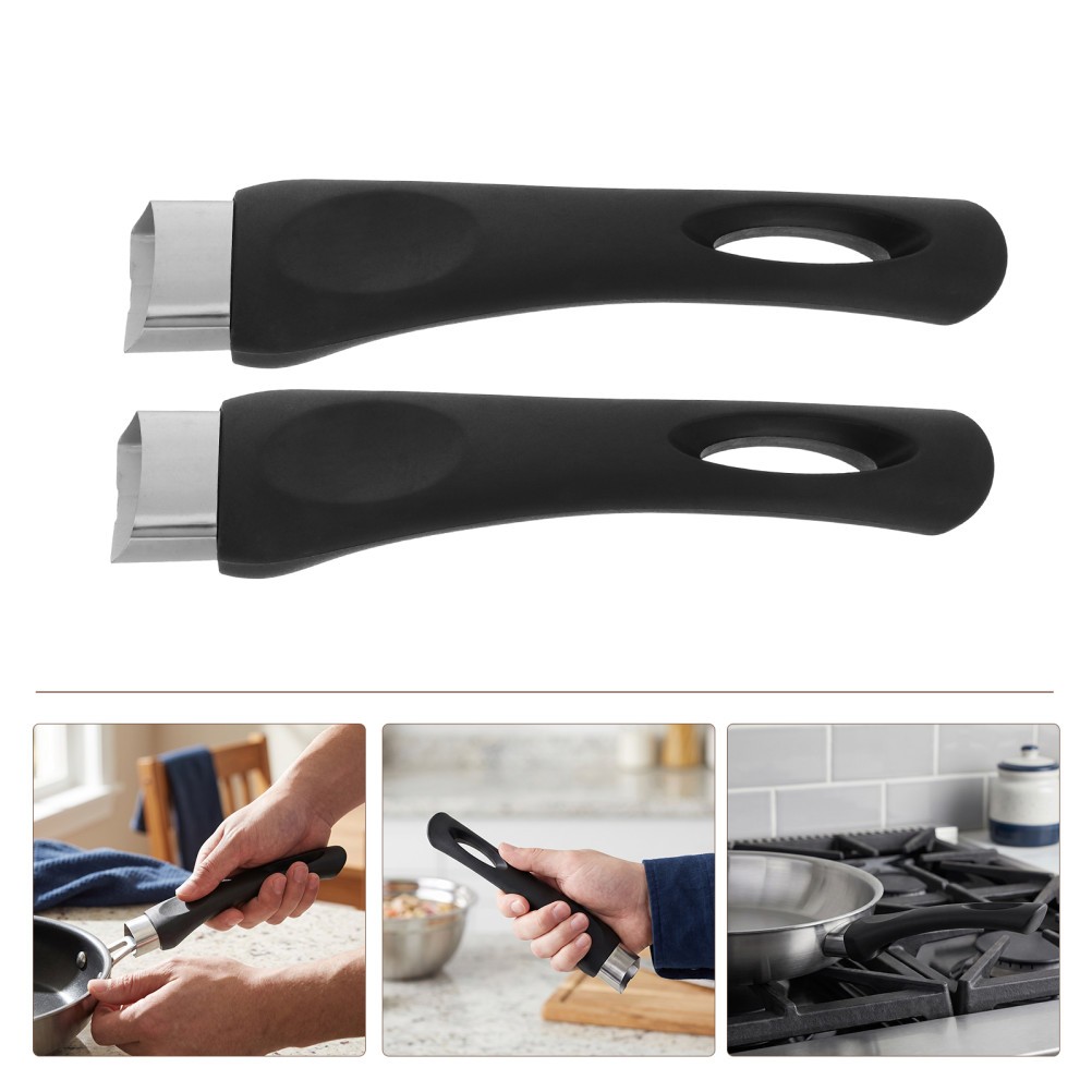 2pcs Black Pot Handle: Scald-Proof Replacement Saucepan Grip – Removable &