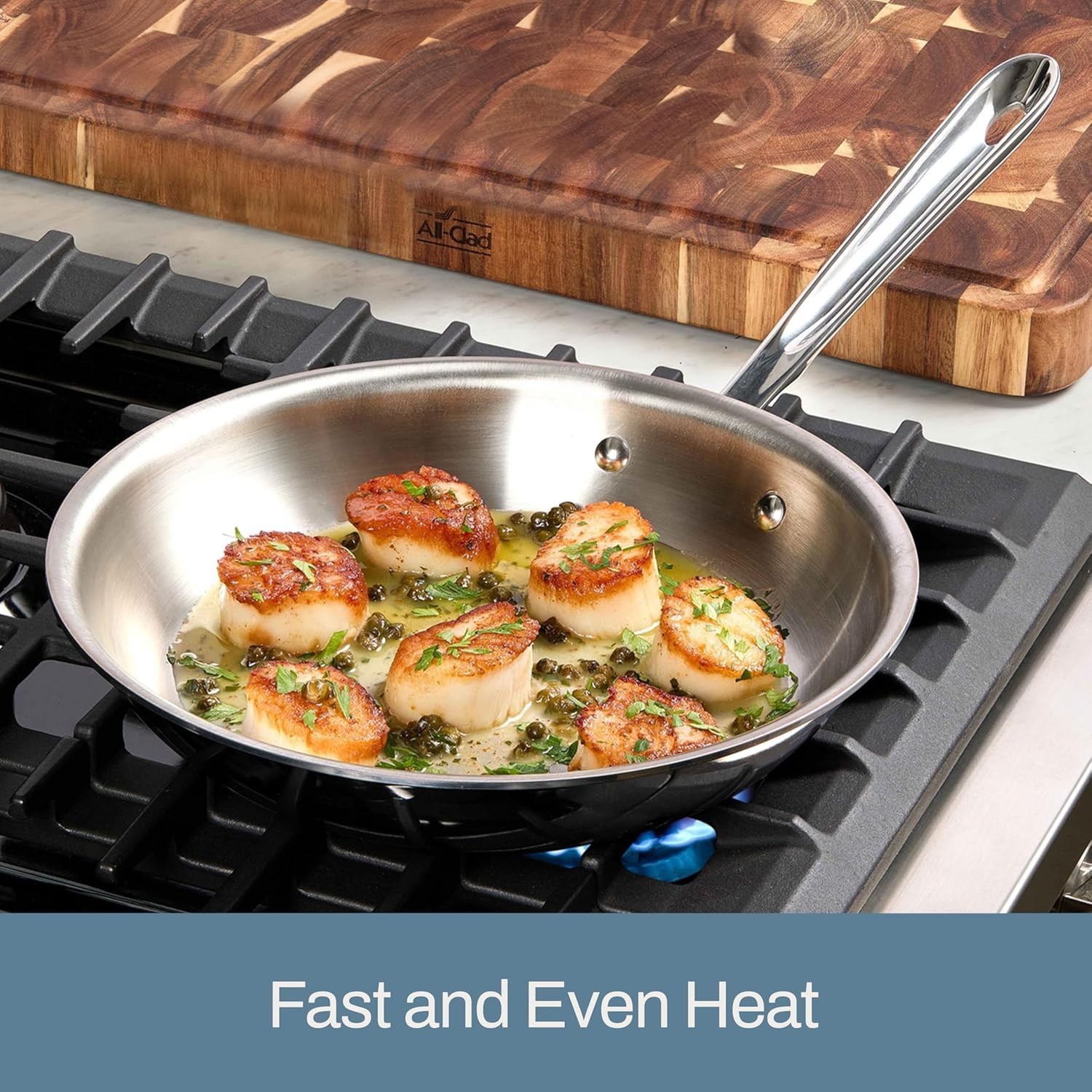 Versatile 10-Inch All-Clad Frying Pan – Stainless Steel, Oven Safe Up to 600°F