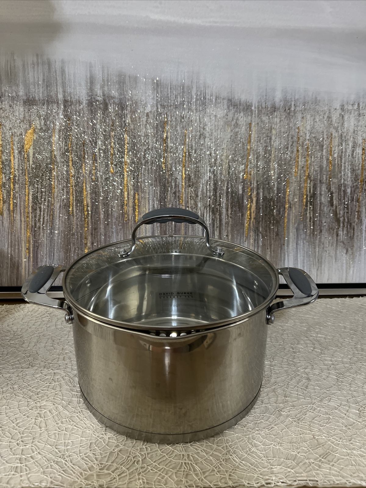 David Burke Gourmet Pro Heavy Gauge Stainless 6.3 Qt. /6L Stockpot /Lid Strainer