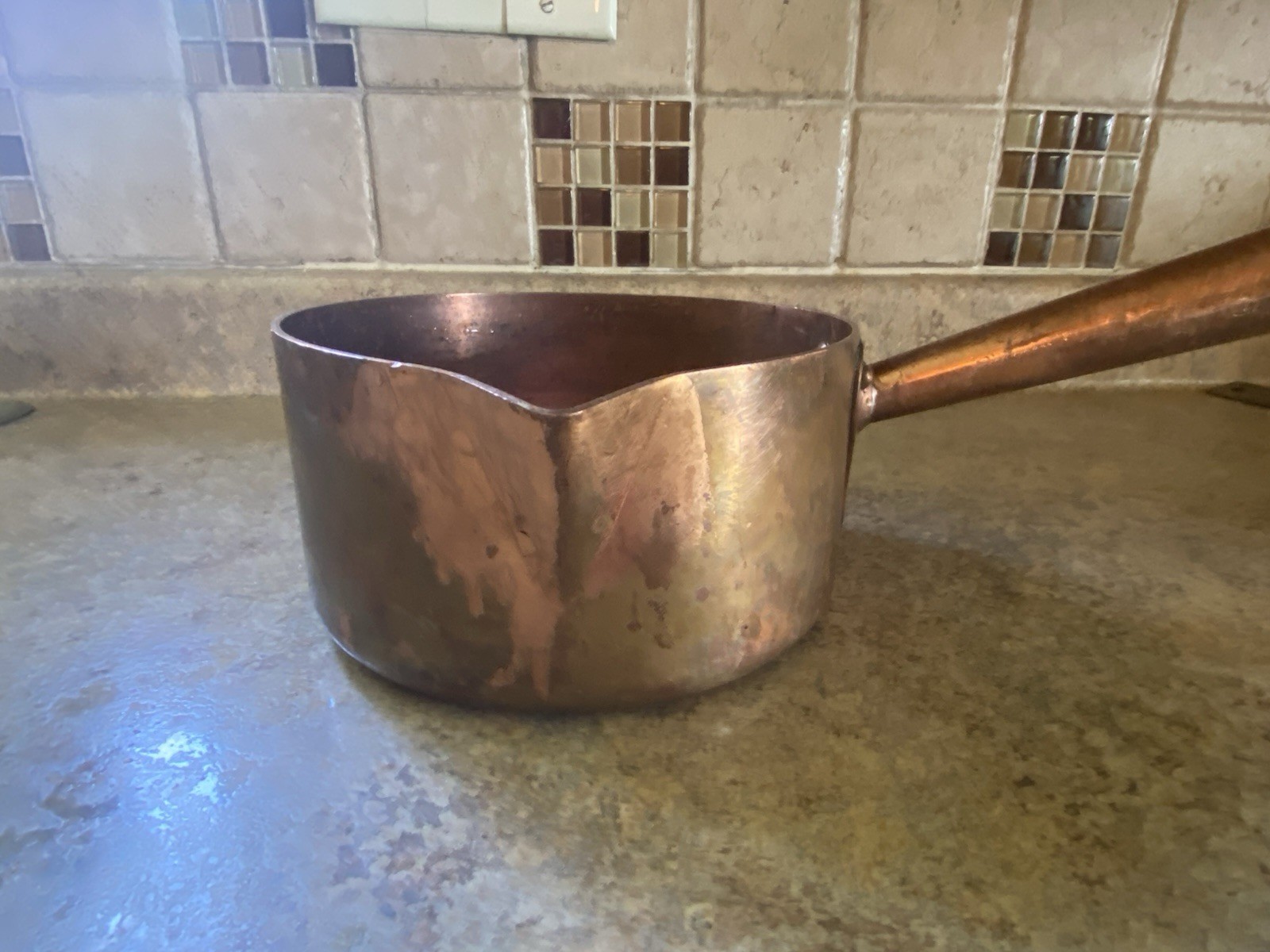 FRENCH COPPER 1.75 Qt. HOLLOW HANDLE SUGAR POT w/ SPOUT