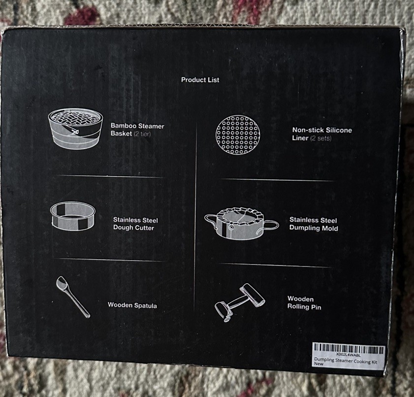 NIB DUMPLING KIT for Chinese Asian Cuisine 2 Tier 10” Bamboo Basket & 5 Tools