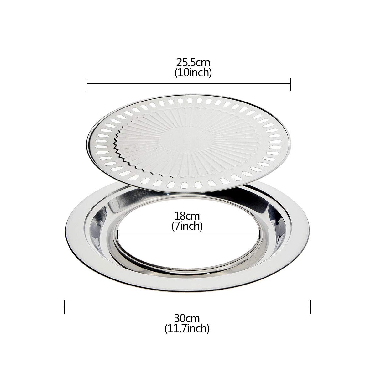 Korean BBQ Grill Pan Stainless Steel Non-Stick Round Smokeless Roasting