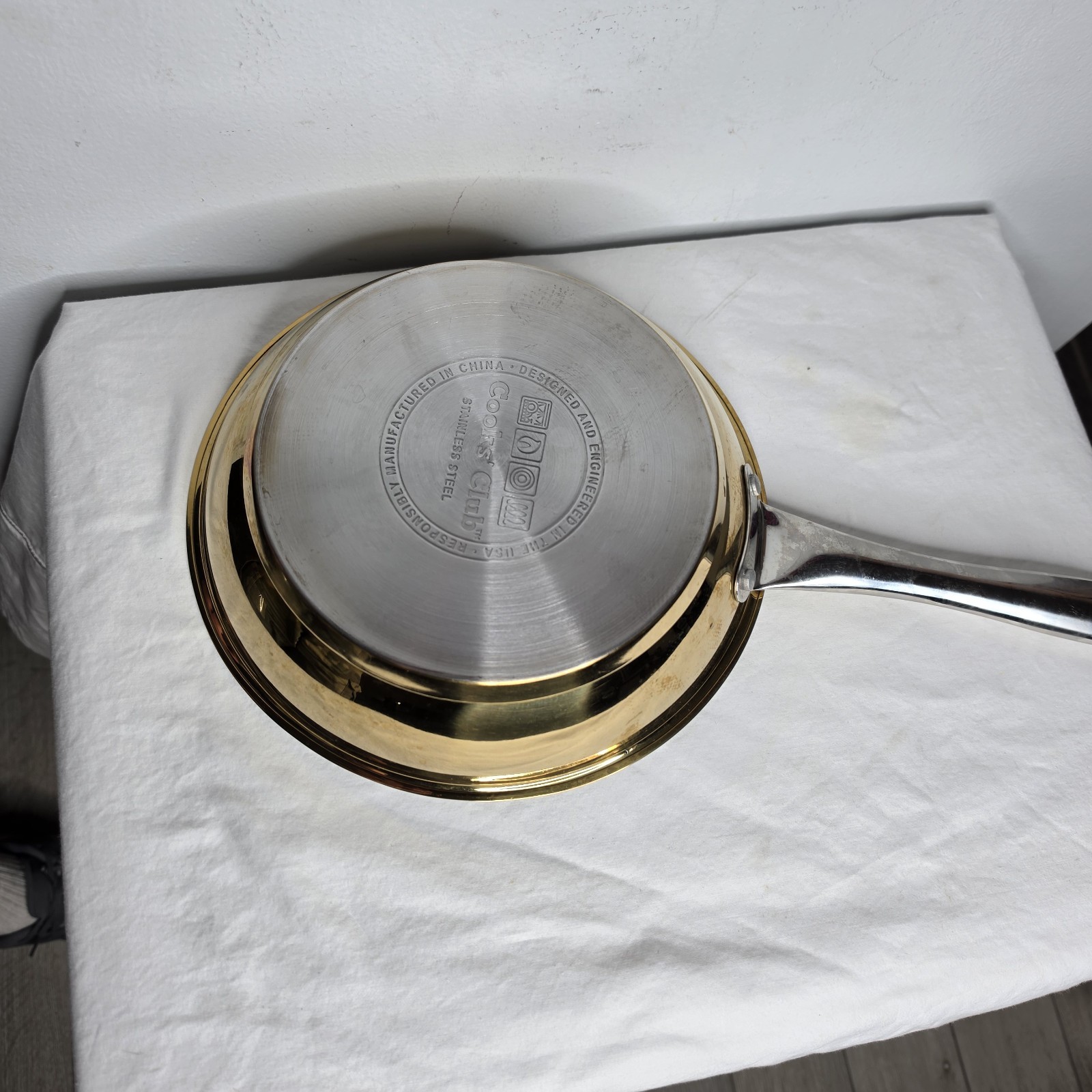 Cooks Club Stainless Steel Cookware Gold Sides Frying Pans Vintage Quality