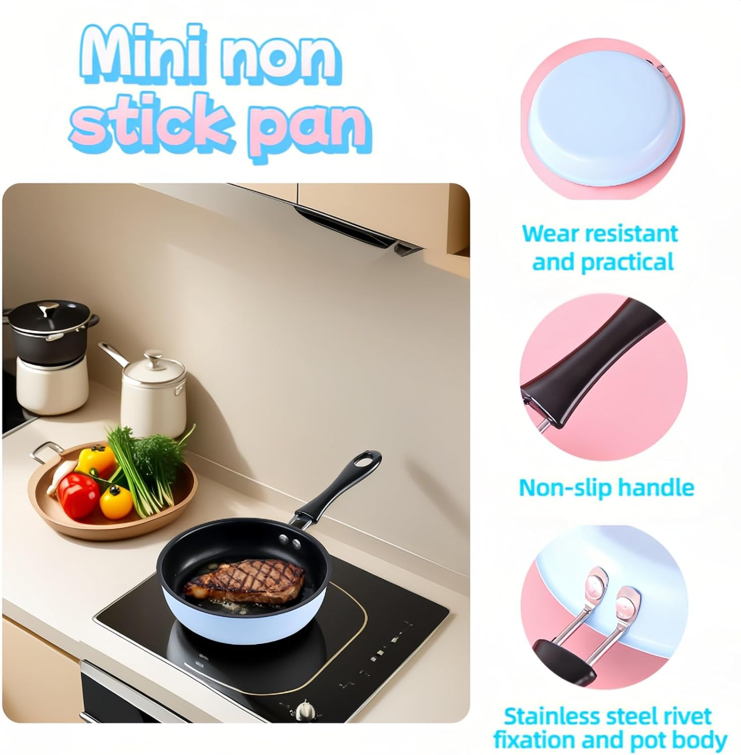 4.7inch Mini Non-Tick Egg Pan – 5-Layer Coating, Dishwasher Safe, Gas/Induction