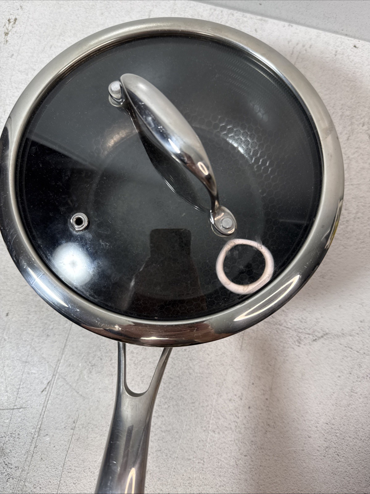 Hexclad Hybrid Nonstick 3 QT Quart Saucepan Pot 8″ With Glass Lid *AS IS*