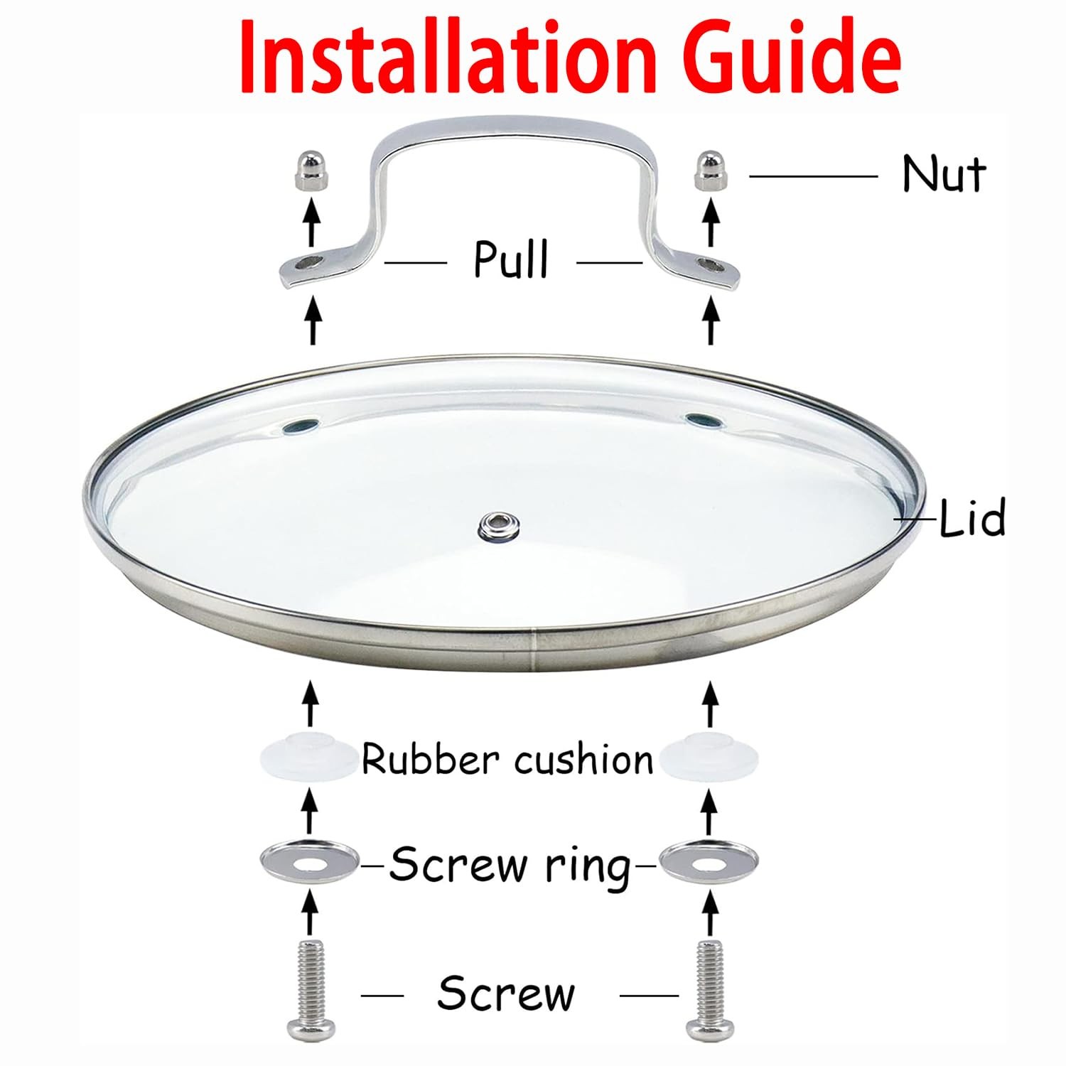 10 Inch Tempered Glass Pan Lid, 10″ Glass Covers for Pots, Frying Pan, Pans and