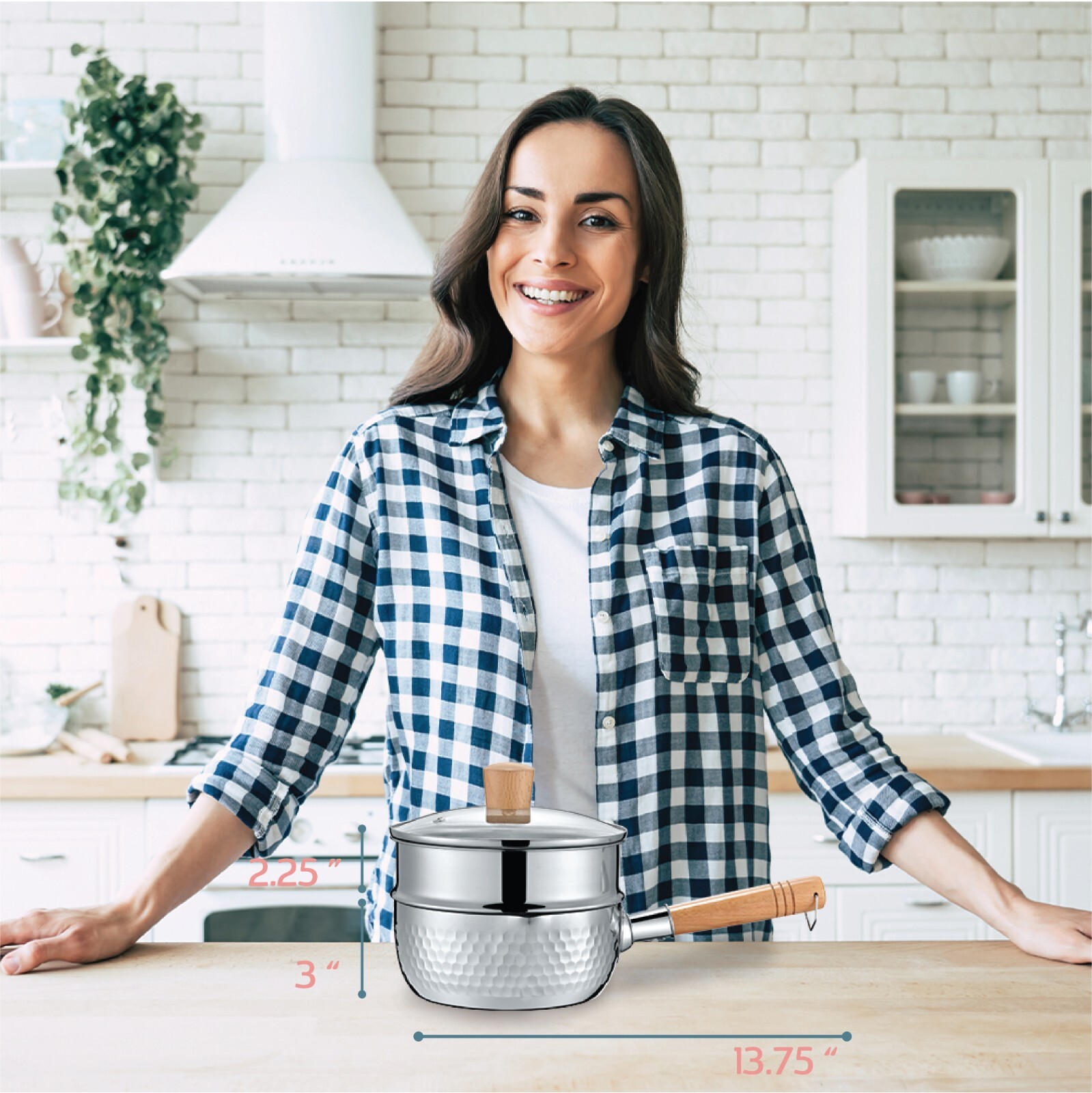 CONCORD 2 QT Stainless Steel Yukihira Pan with Steamer