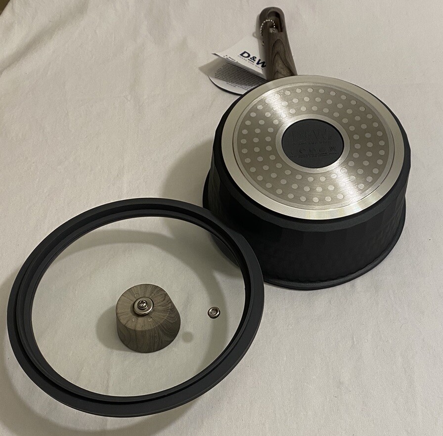 D&W Deane & White 1.9 qt Sauce Pan 7 in Gray/Wooden Handle NWT