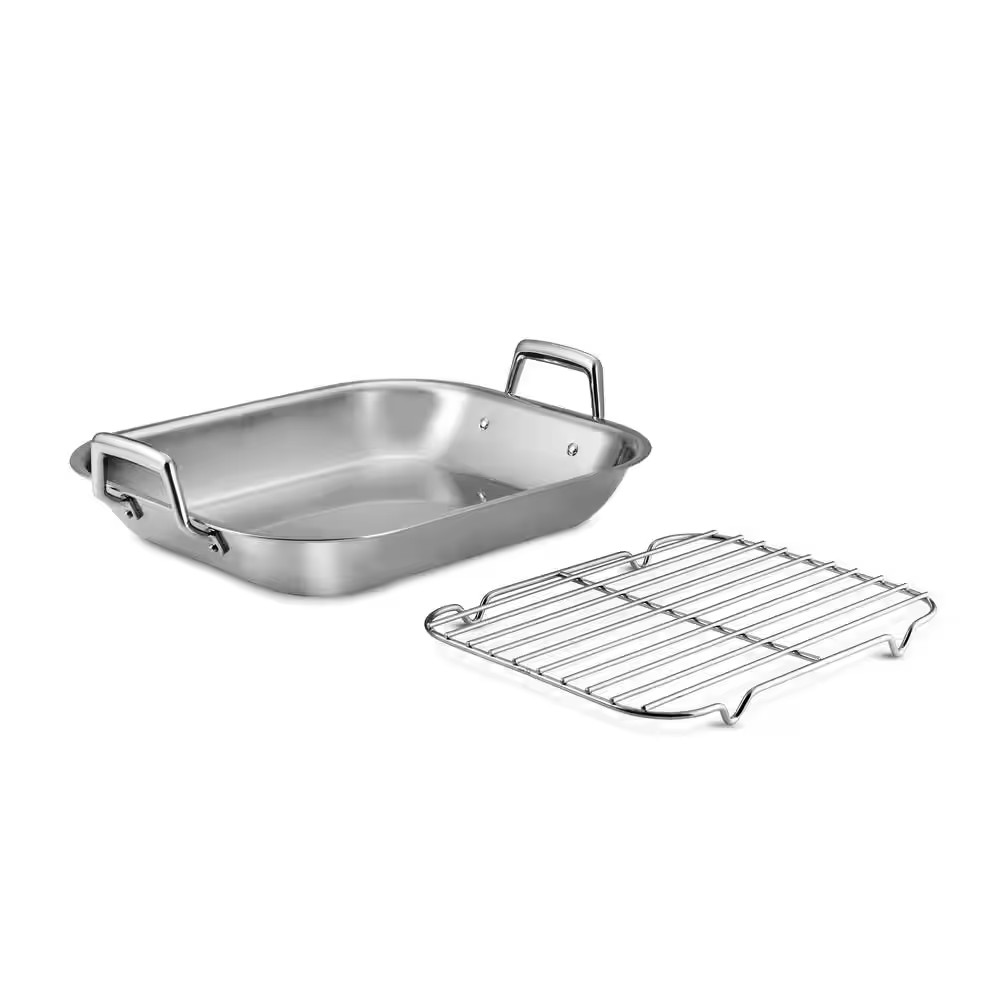 Gourmet Prima 7 Qt. Stainless Steel Roasting Pan with Basting Rack