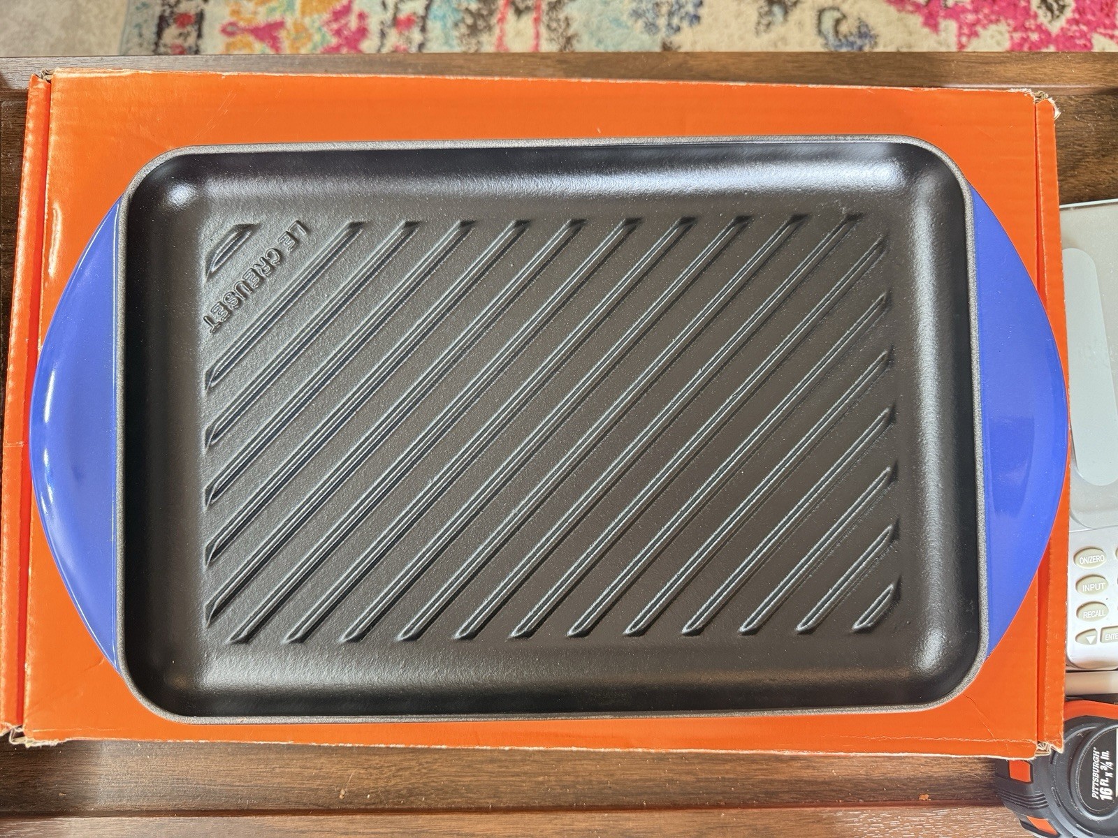 Le Creuset Lapis Blue 32cm Rectangular Skinny Grill Cast Iron New in Box