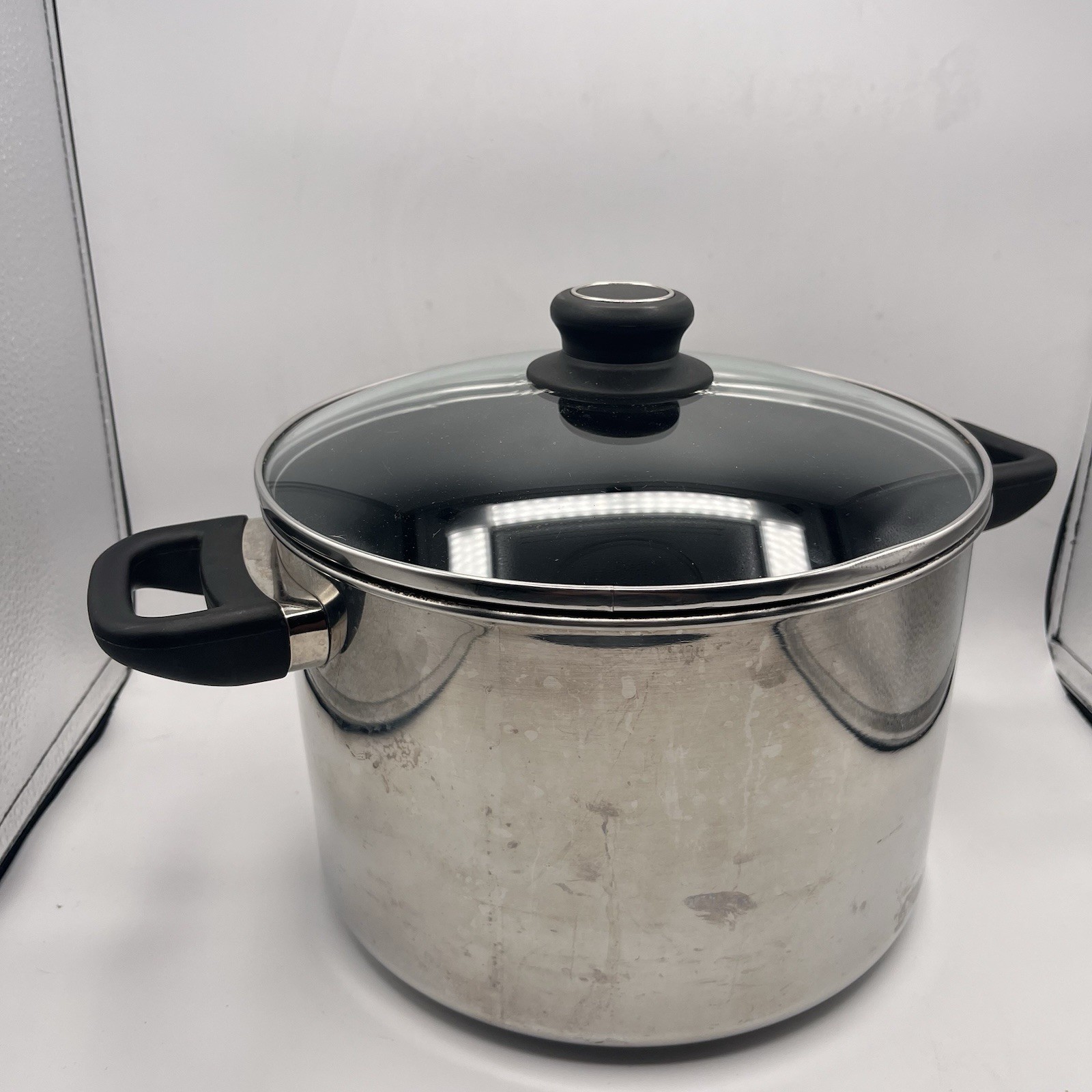 Ultrex 7 Qt Stainless Steel Stockpot w/ Glass Lid, Silver/Black, Gas/Electric