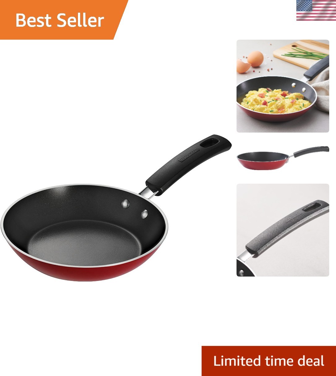 Raspberry 8-Inch Nonstick Aluminum Skillet – Ideal for Single-Serve Cooking