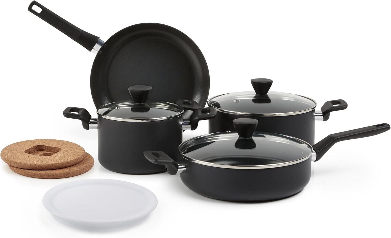 Amazon Basics 10 Piece Non Stick Cookware Set Pots And Pans Black NEW SEALED