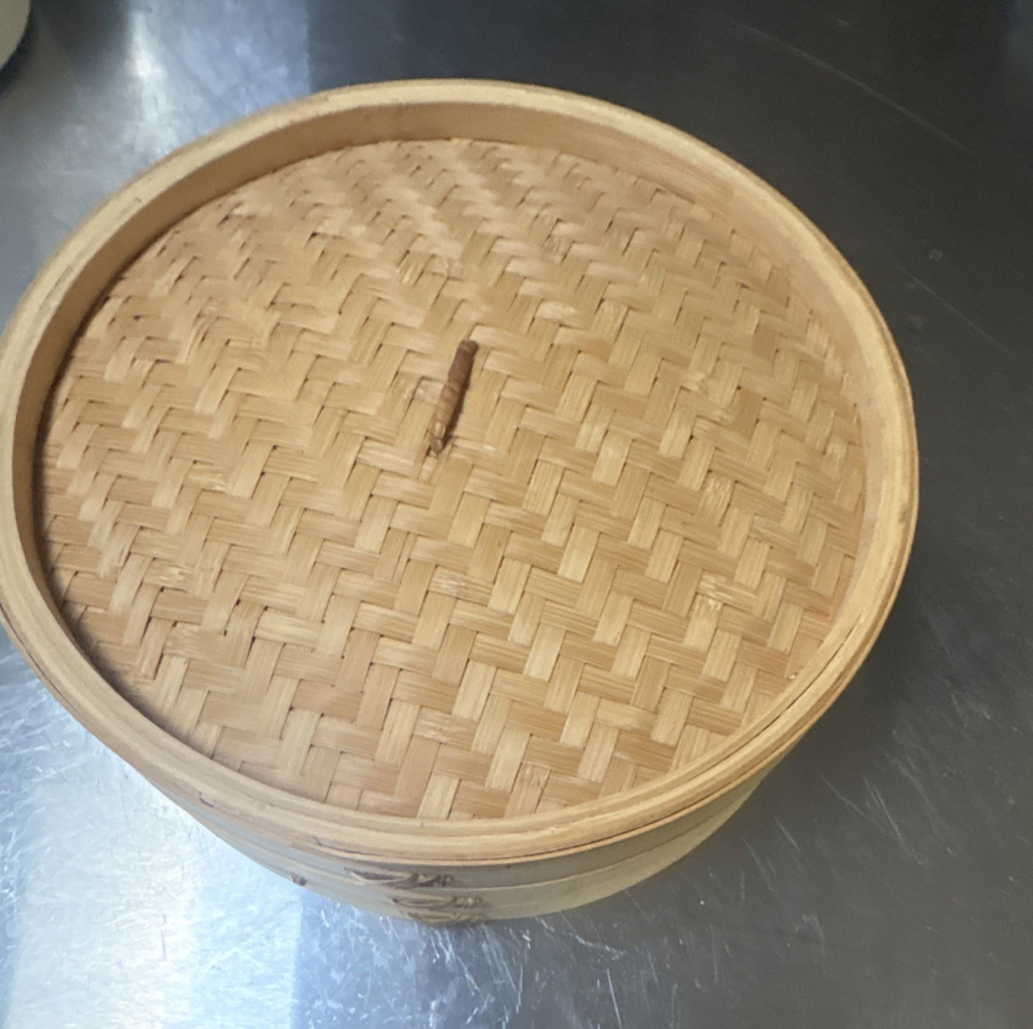 Bamboo Steamer Round Brown Basket With Lid, 1-Tier, Gas & Electric Compatible