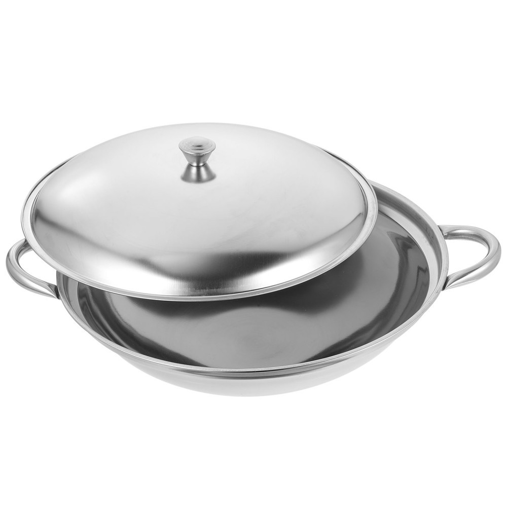 Stainless Steel Cooking Pot Set with Lid Portable Cooking Pan 2pcs