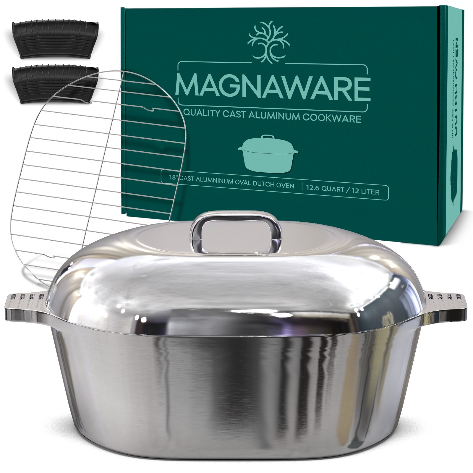 MAGNAWARE Quality Cast Aluminum Oval Dutch Oven 12.6 QT 18″ *Like MAGNALITE*