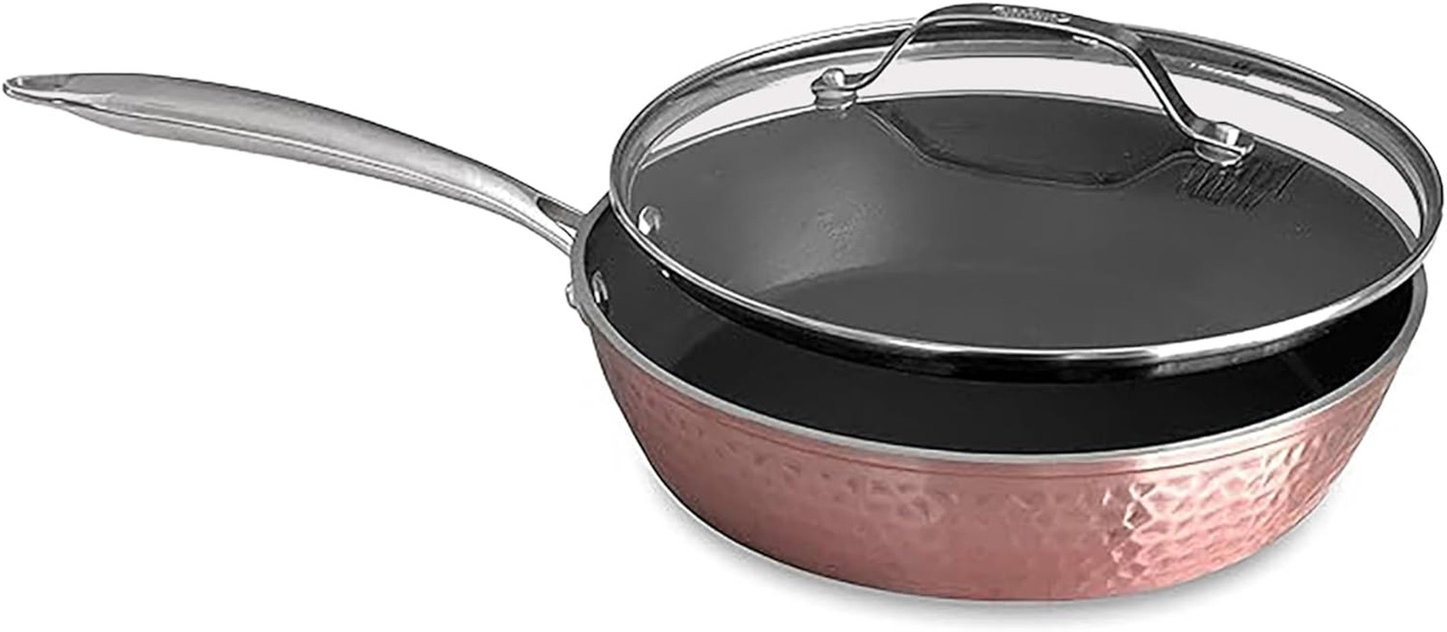 12” Rose Nonstick Ceramic Frying Pan with Lid – Induction Compatible, Lightweigh