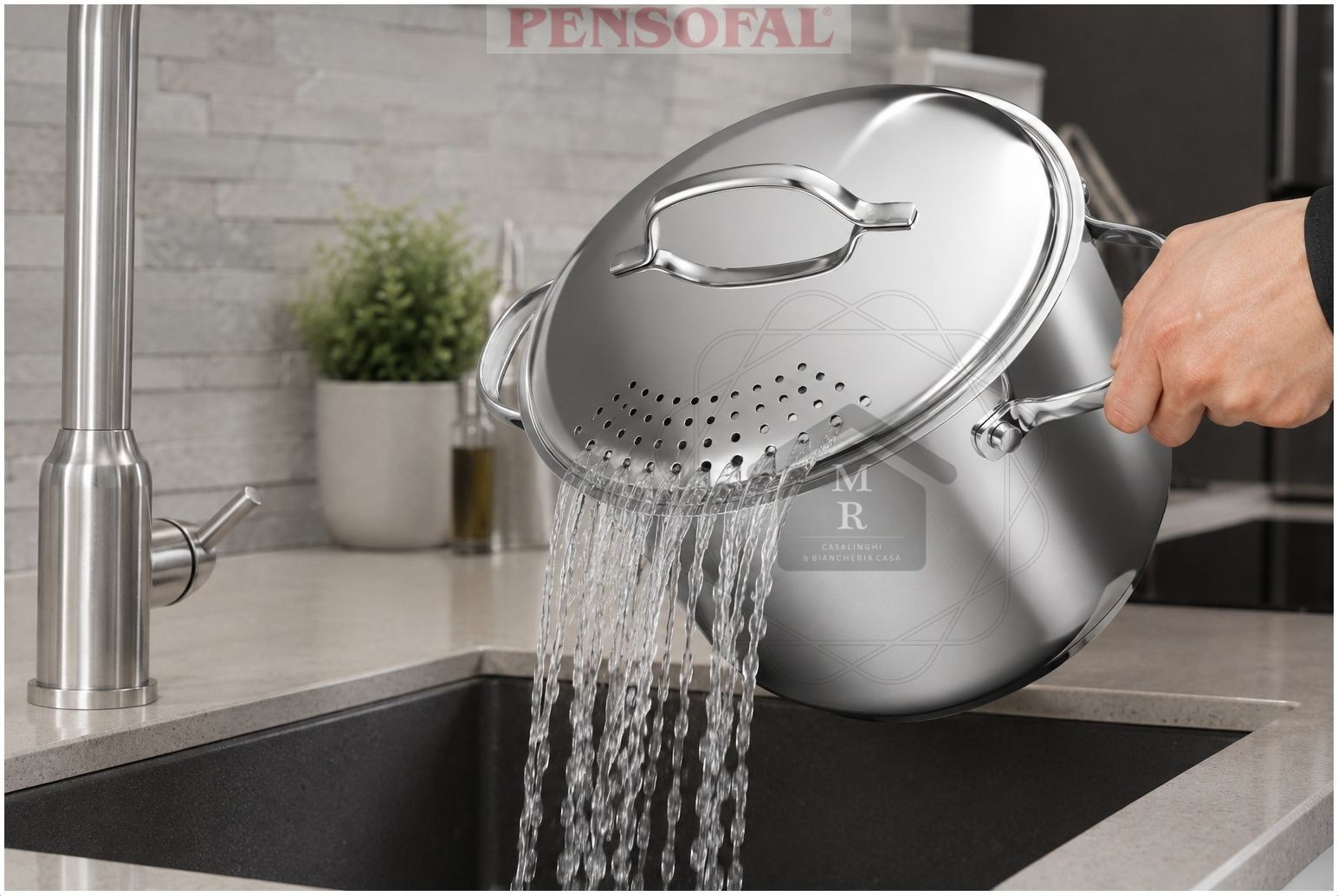 Pasta Pot Pensofal Pasta Drainer Lid Stainless Steel Chromotek Nickel Free