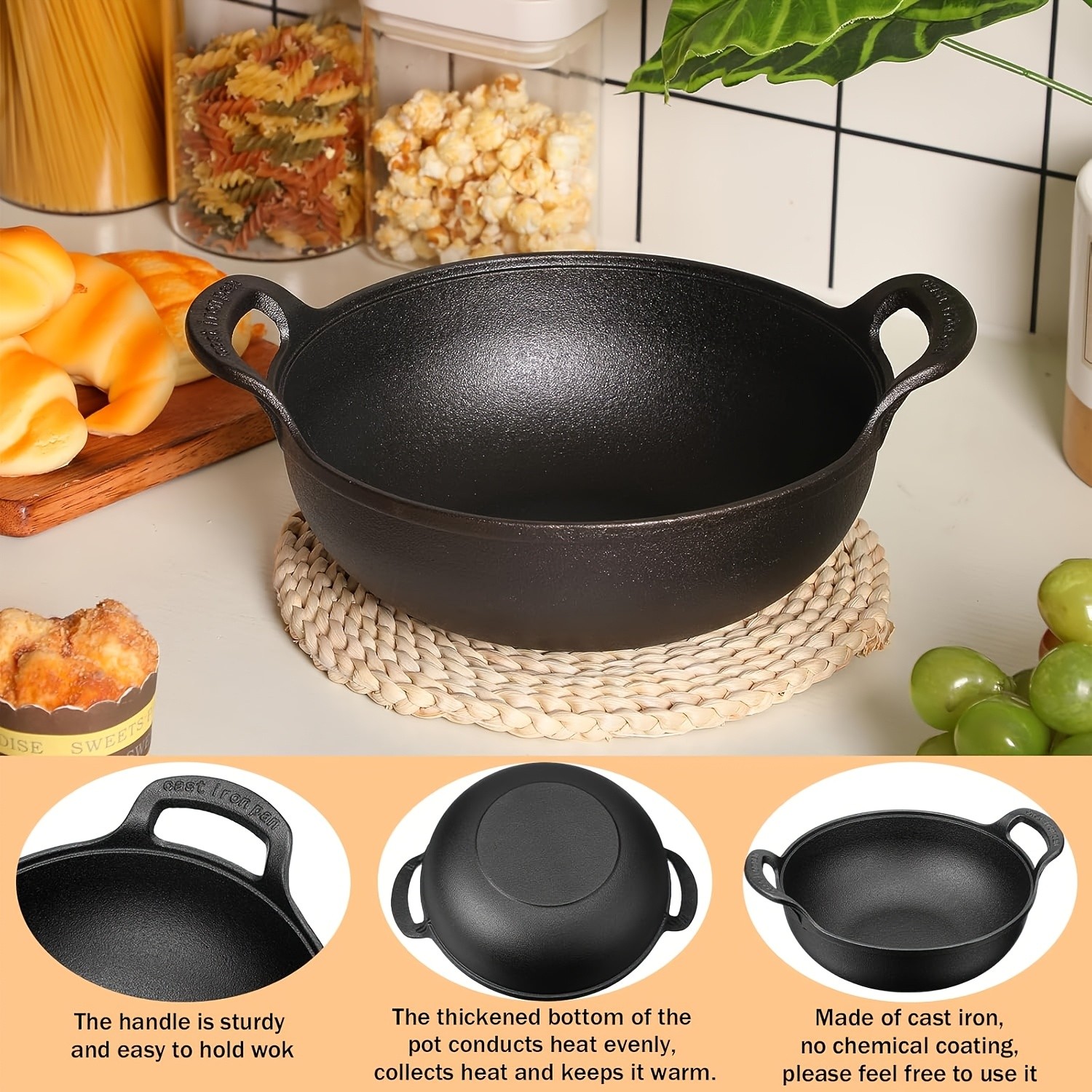 1/2pcs Versatile Pre-Seasoned Cast Iron