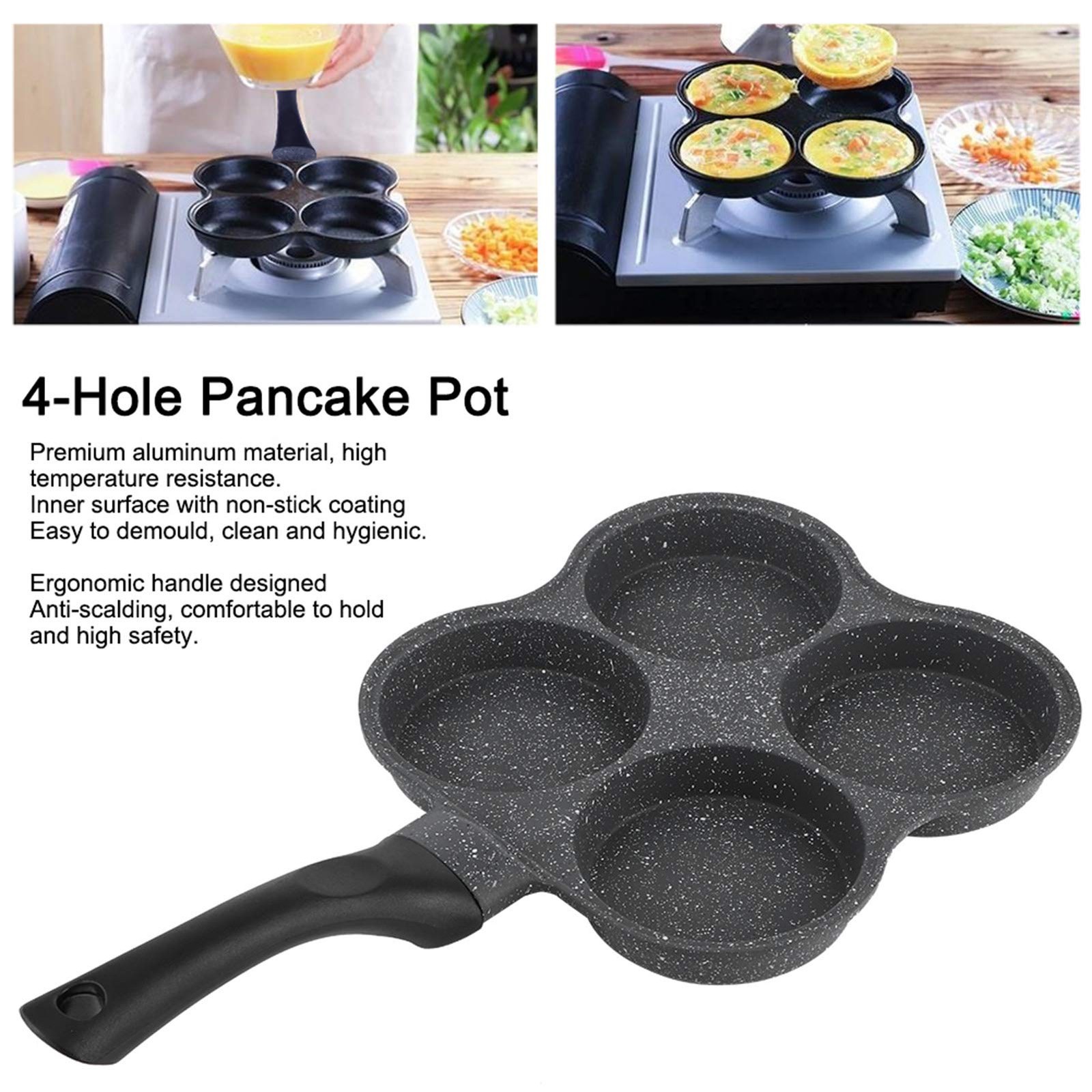 4-Cup Nonstick Egg Frying Pan, Aluminum Omelette Cooker with Even Heat Distri…