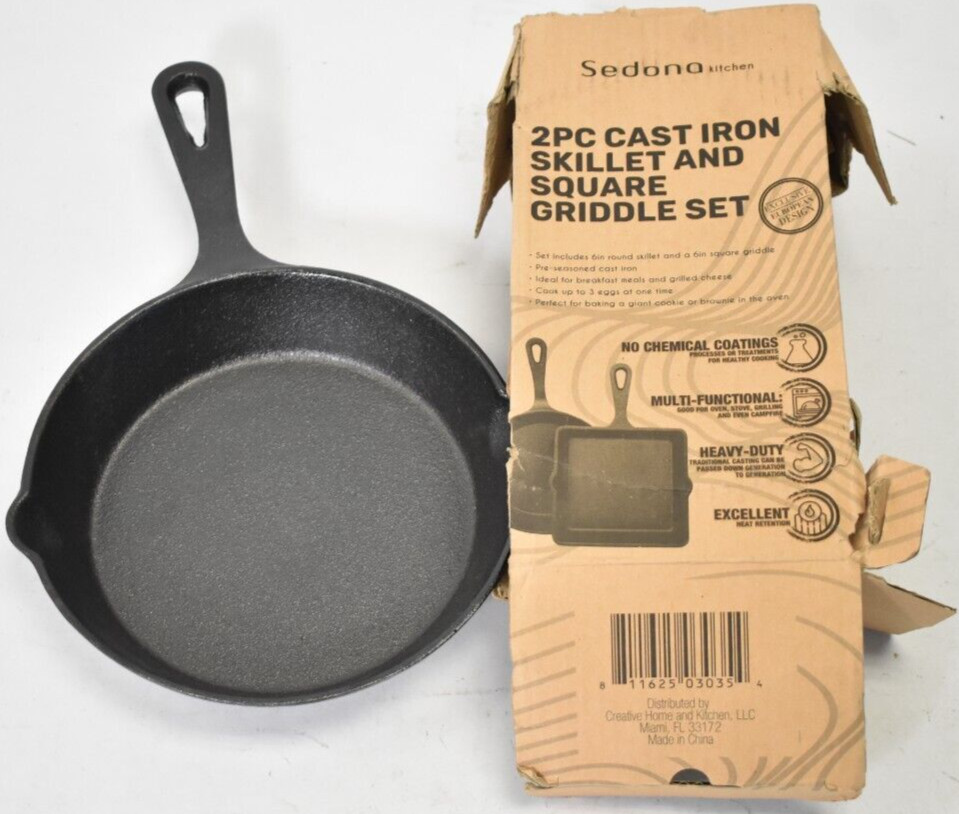 Sedona Kitchen Cast Iron Round Skillet Only Kitchenware Heavy Duty 6″ Cooking