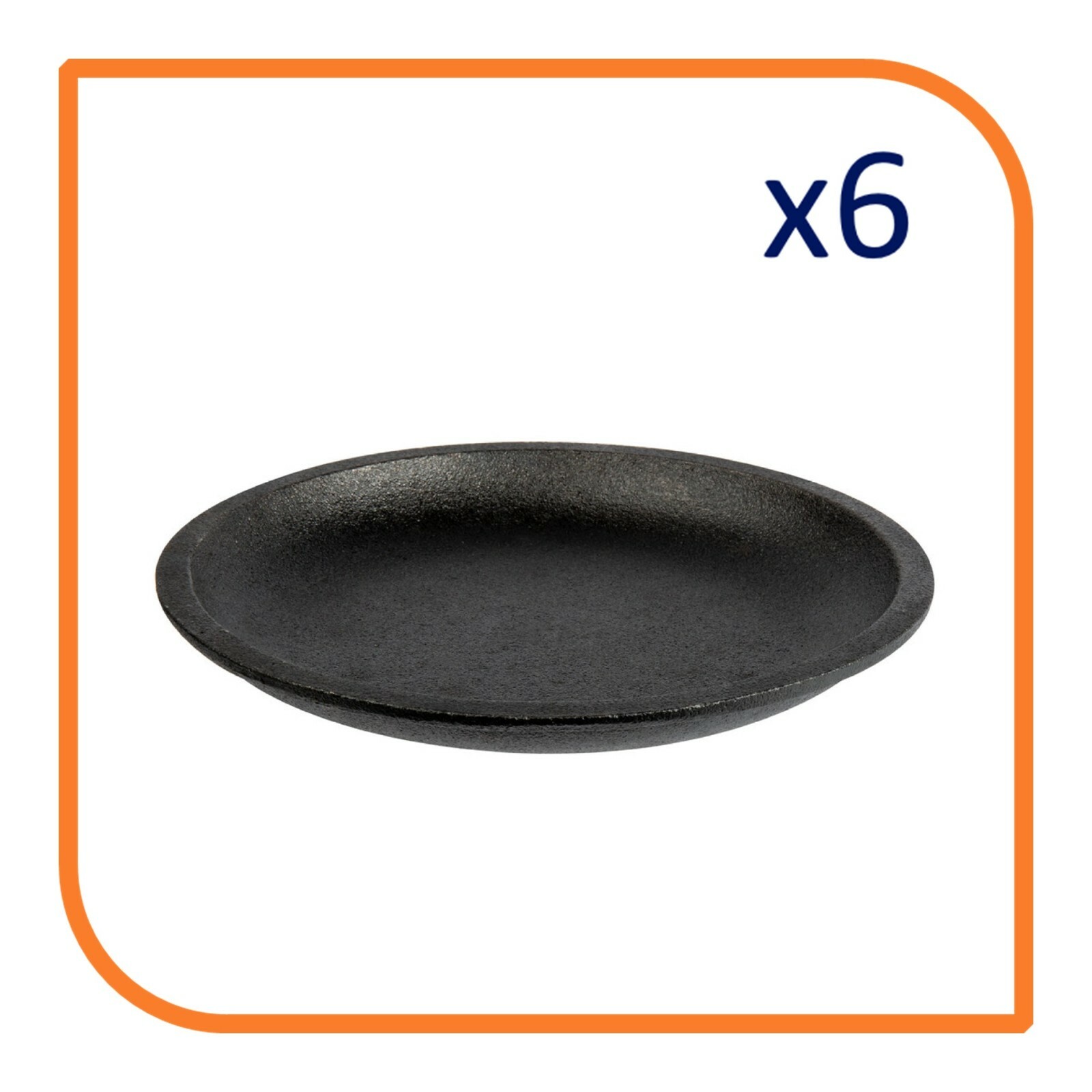 7″ Round Pre-Seasoned Cast Iron Fajita Skillet (6 Skillets) by MyXOHome