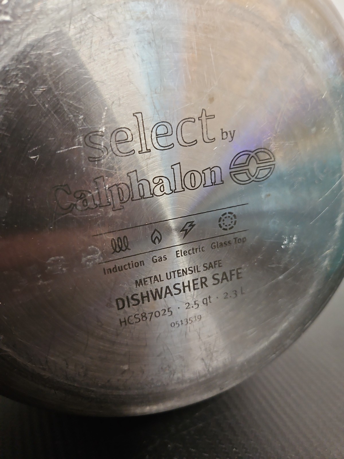 Select By Calphalon 6 Inch 2.5 Qt. Stainless Sauce Pan with Tempered Glass Lid