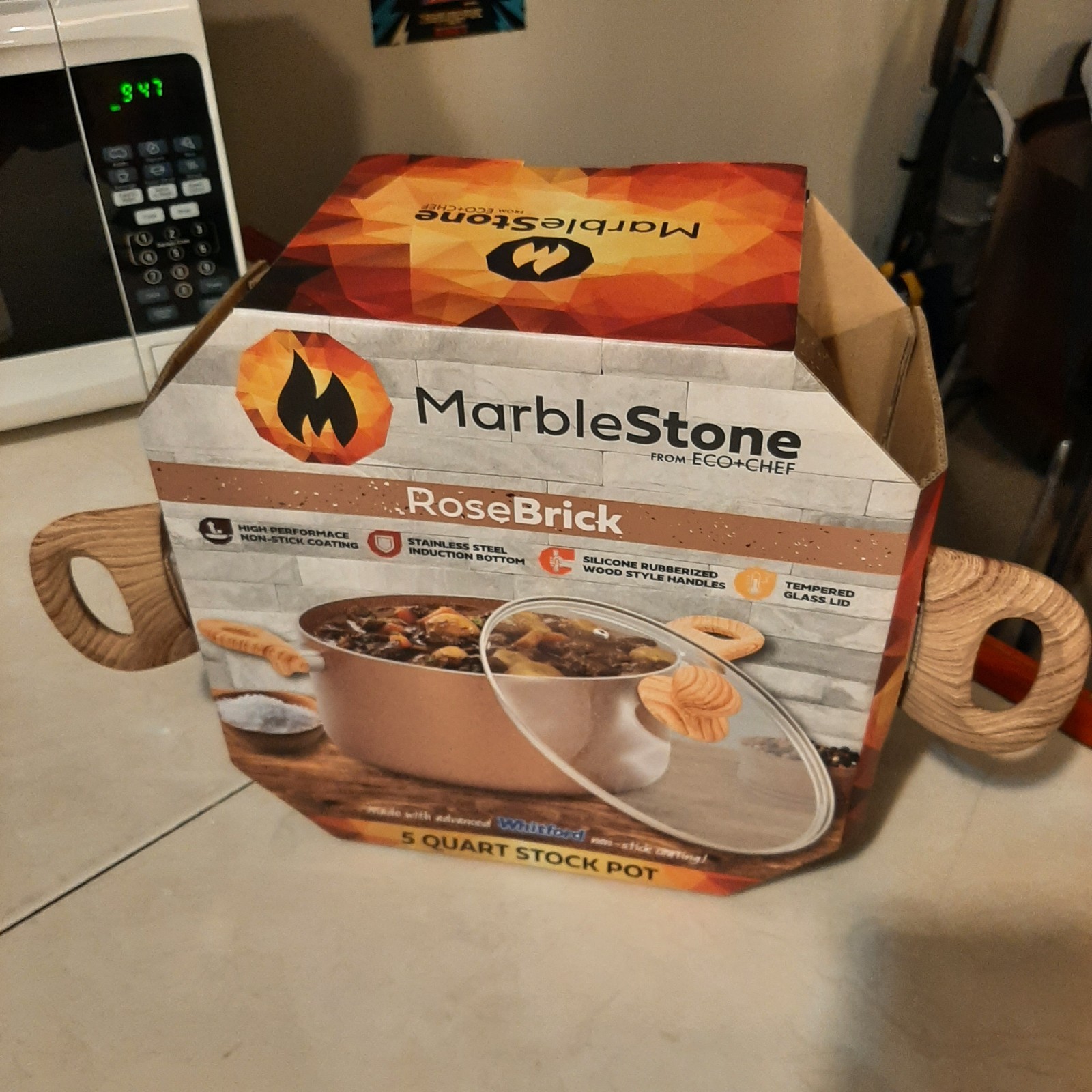 5 Quart Stock Pot Marble Stone From ECO+CHEF Rose Brick
