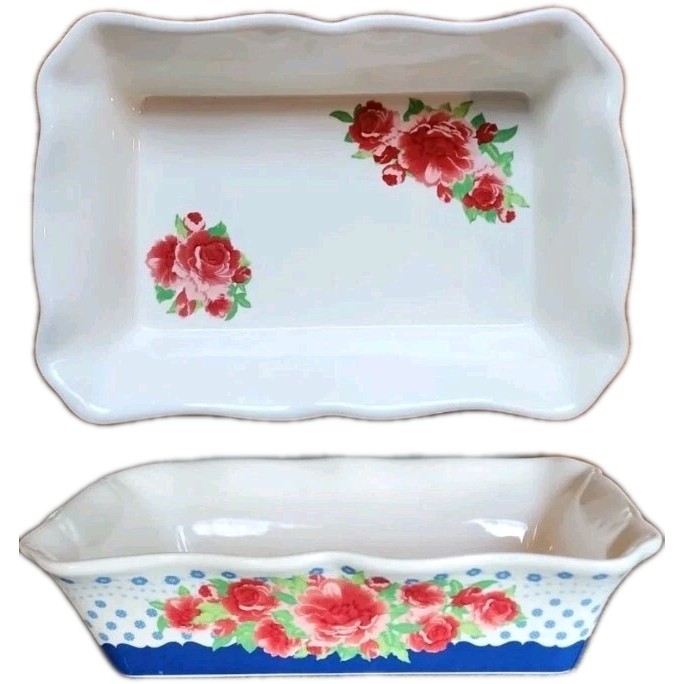 Pioneer Woman ~ Floral Design ~ 8″ x 12″ Stoneware Baker ~ Casserole Dish/Pan -1