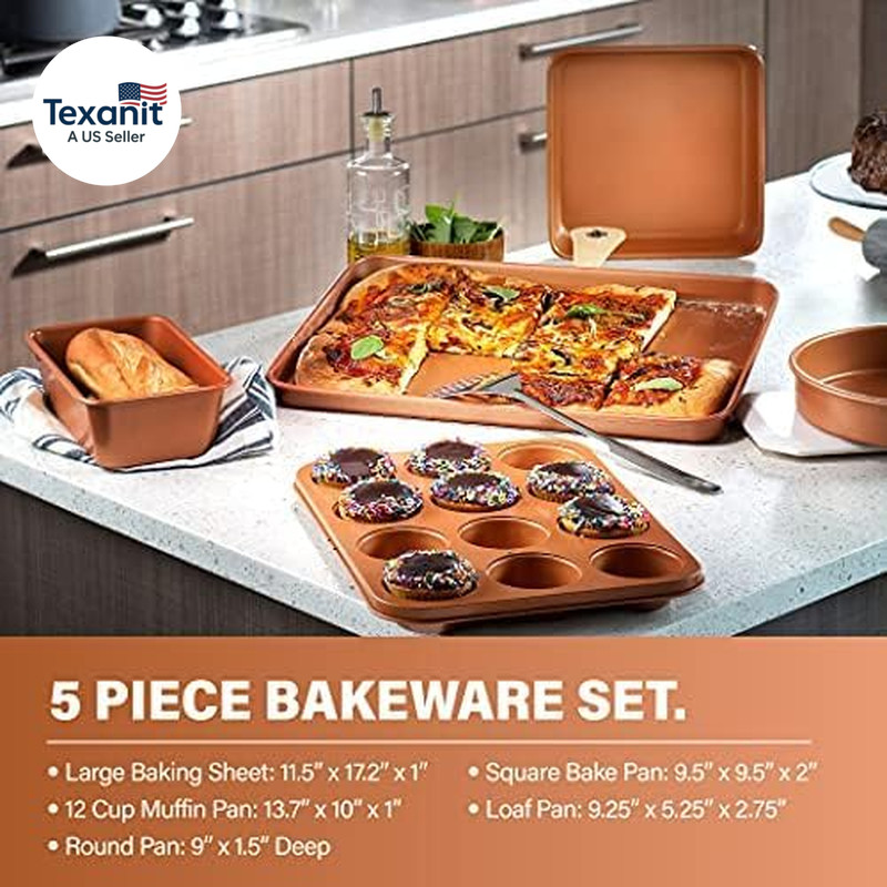 Hammered 15 Pc Ceramic Cookware Set Nonstick, Induction Pots and Pans Set Non St