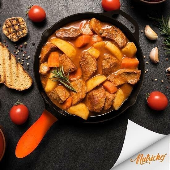 NutriChef 18.11″x12.44″x2.32″ Gray Iron Frying Pan – 500°F Oven Safe, PFOA-Free