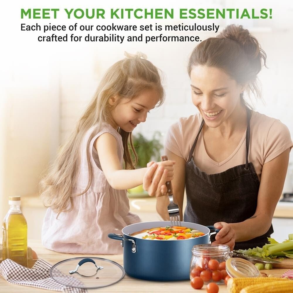 Nutrichef 14 Pcs. Kitchenware Pots & Pans Set-High-qualified, Non-Stick
