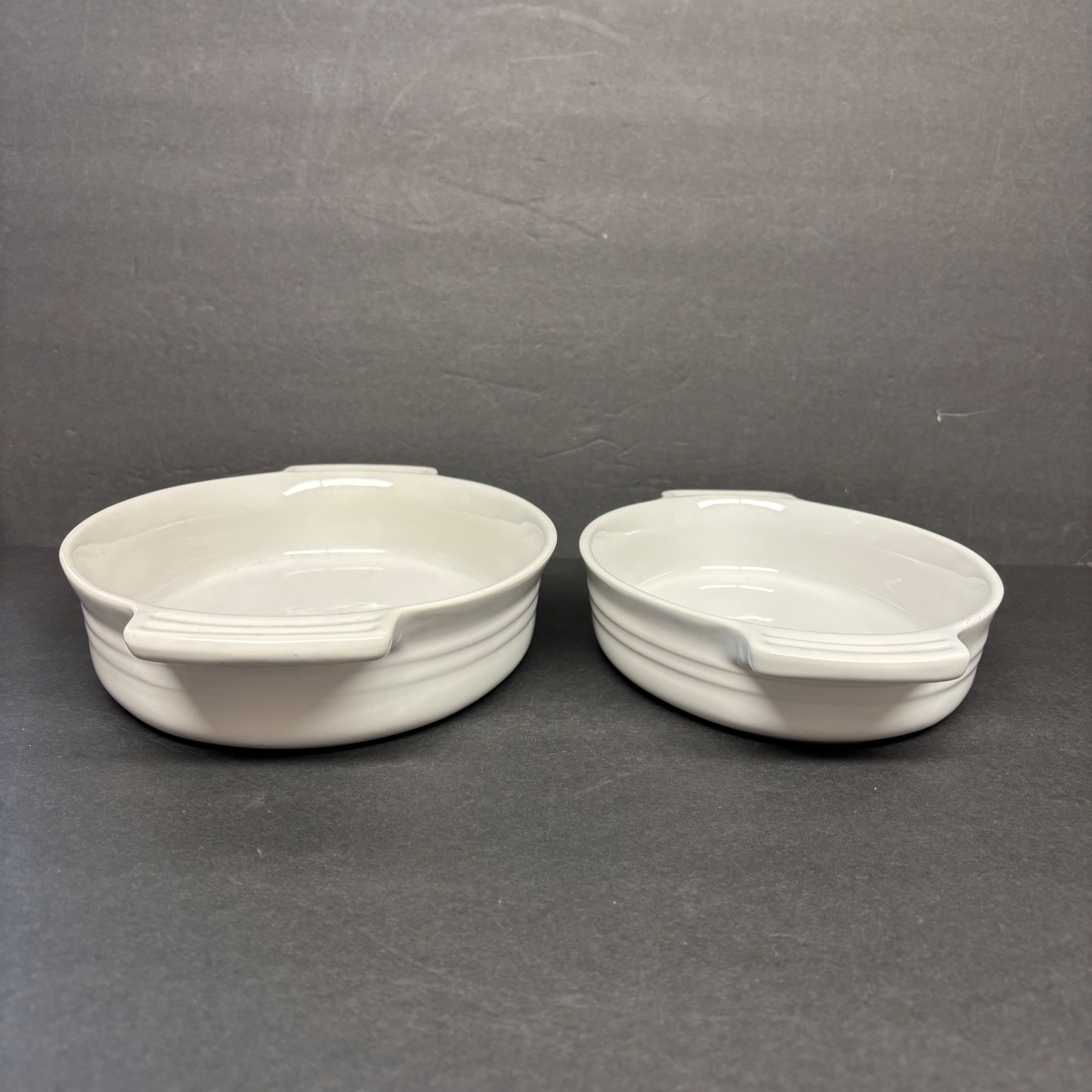 Le Creuset White Stoneware Oval Gratin Baking Dish Set of 2 0.6L 1L 06-28