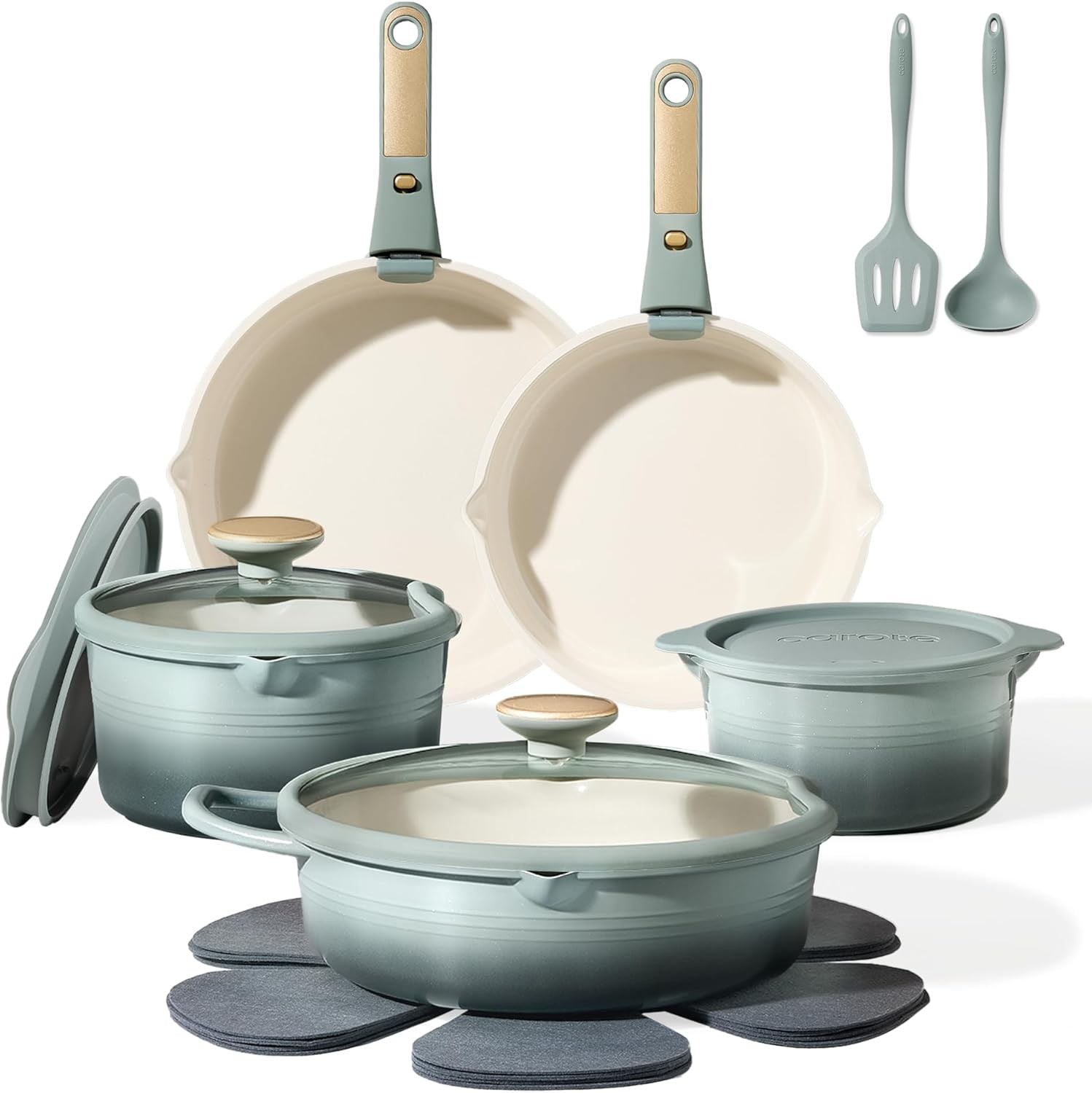 17Pcs Titanium Cookware Set Pots & Pans Set Non Stick Kitchen Cooking Set W/
