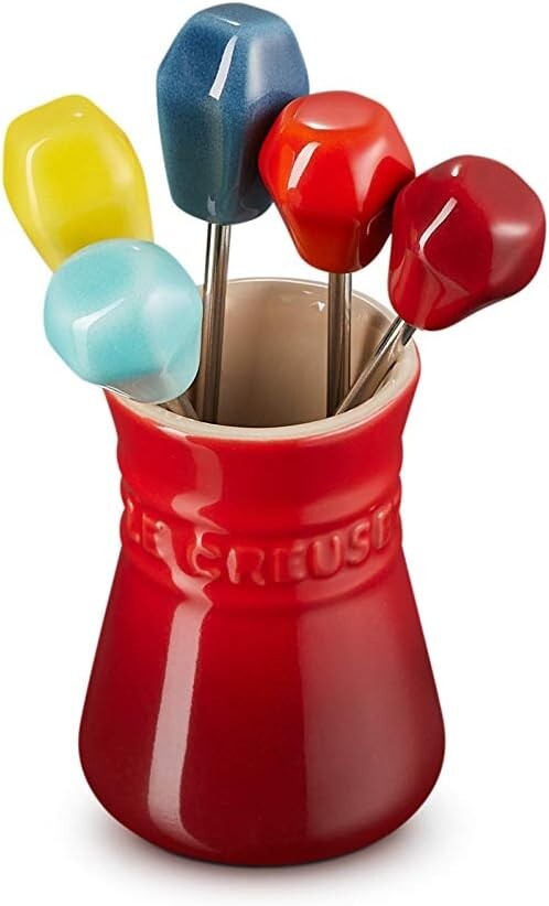 LE CREUSET Food Pick & Small Jar Set Rainbow Soleil/Marine Blue/Cherry Red/Mint