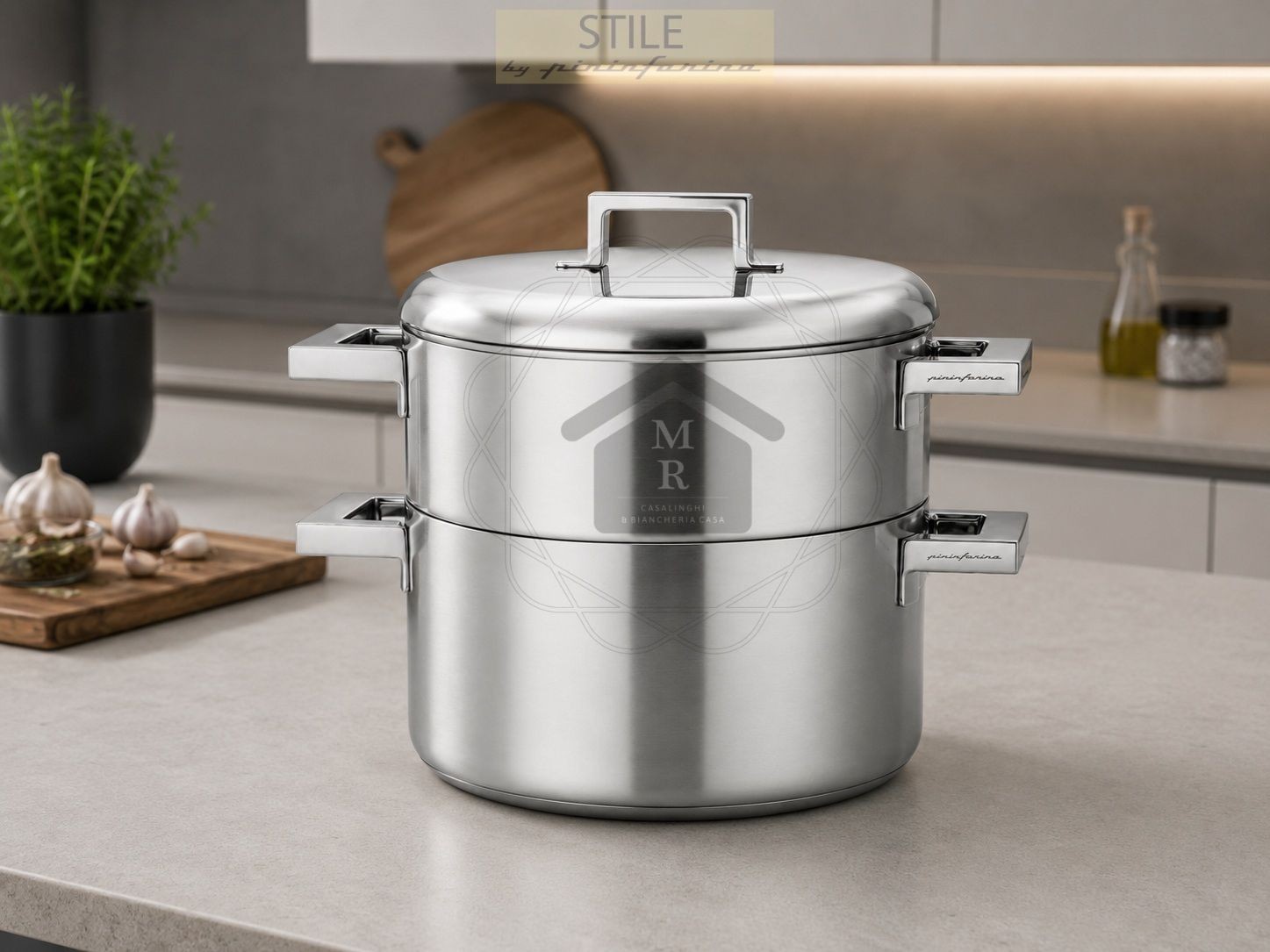 3pc 18/10 Stainless Steel Steamer Set – Pininfarina Mepra Style Line