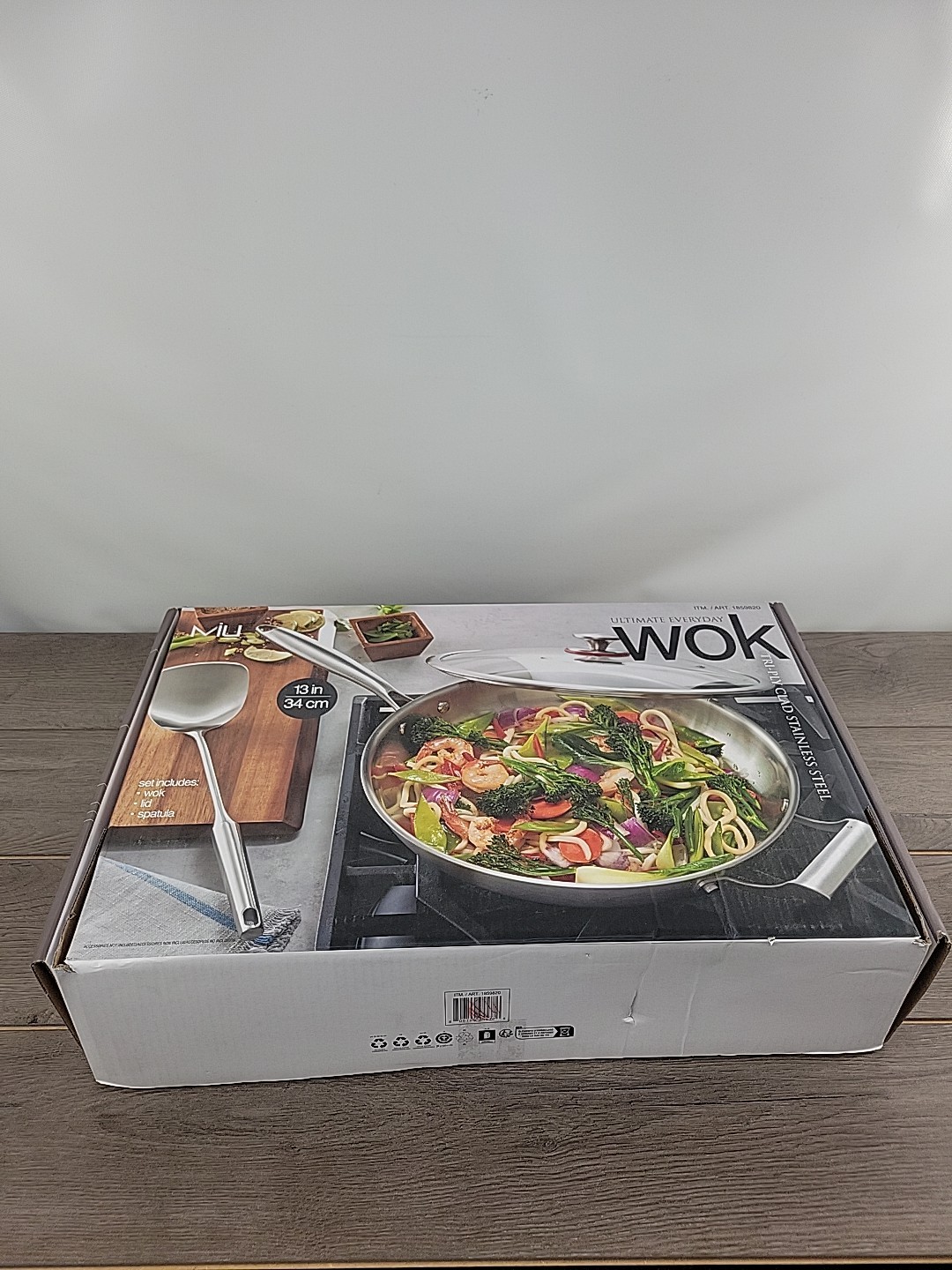 MIU – Wok 13in Tri-Ply Clad Stainless Steel w/ Lid & Spatula | Used