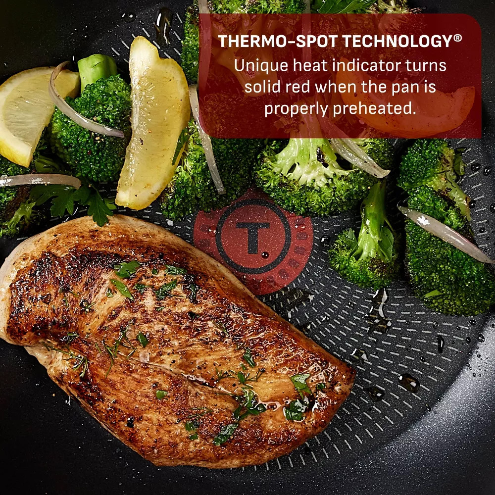 T-Fal 12pc Simply Cook Nonstick Cookware Set Red: Aluminum Ergonomic