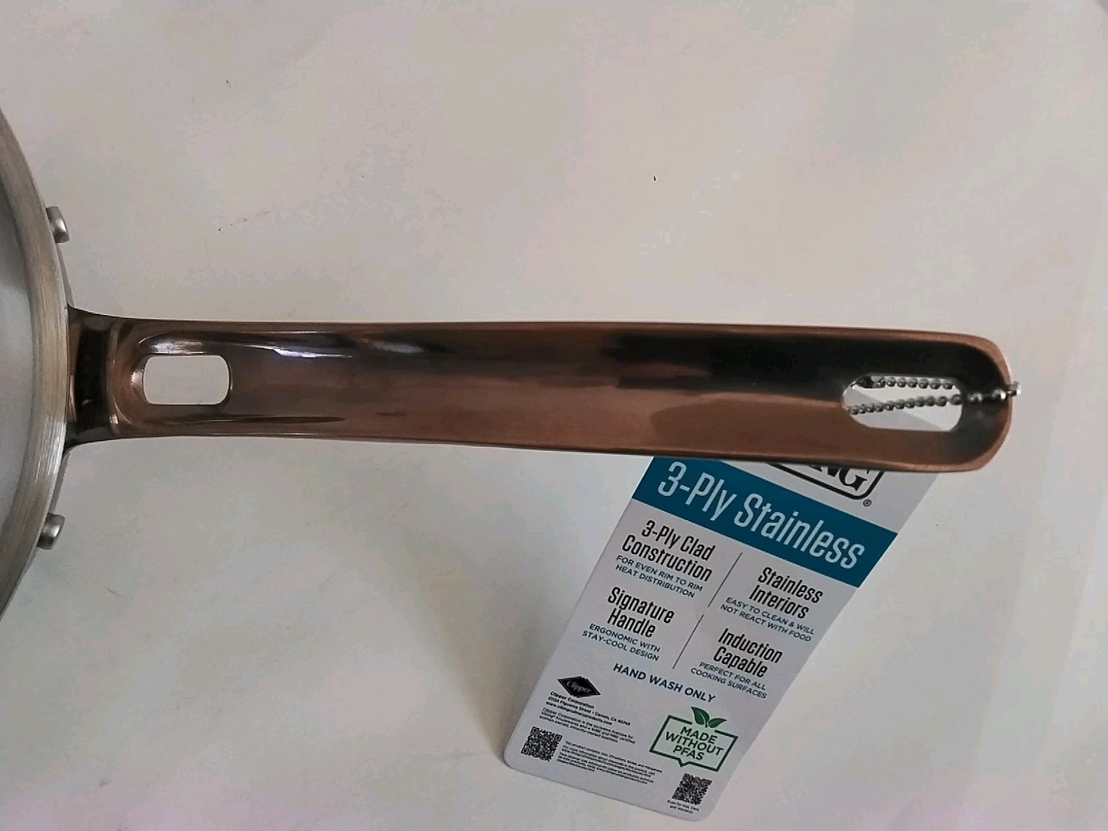 Viking 3 Ply Stainless Steel 8″ Frying Pan With Copper Stay Cool Handle