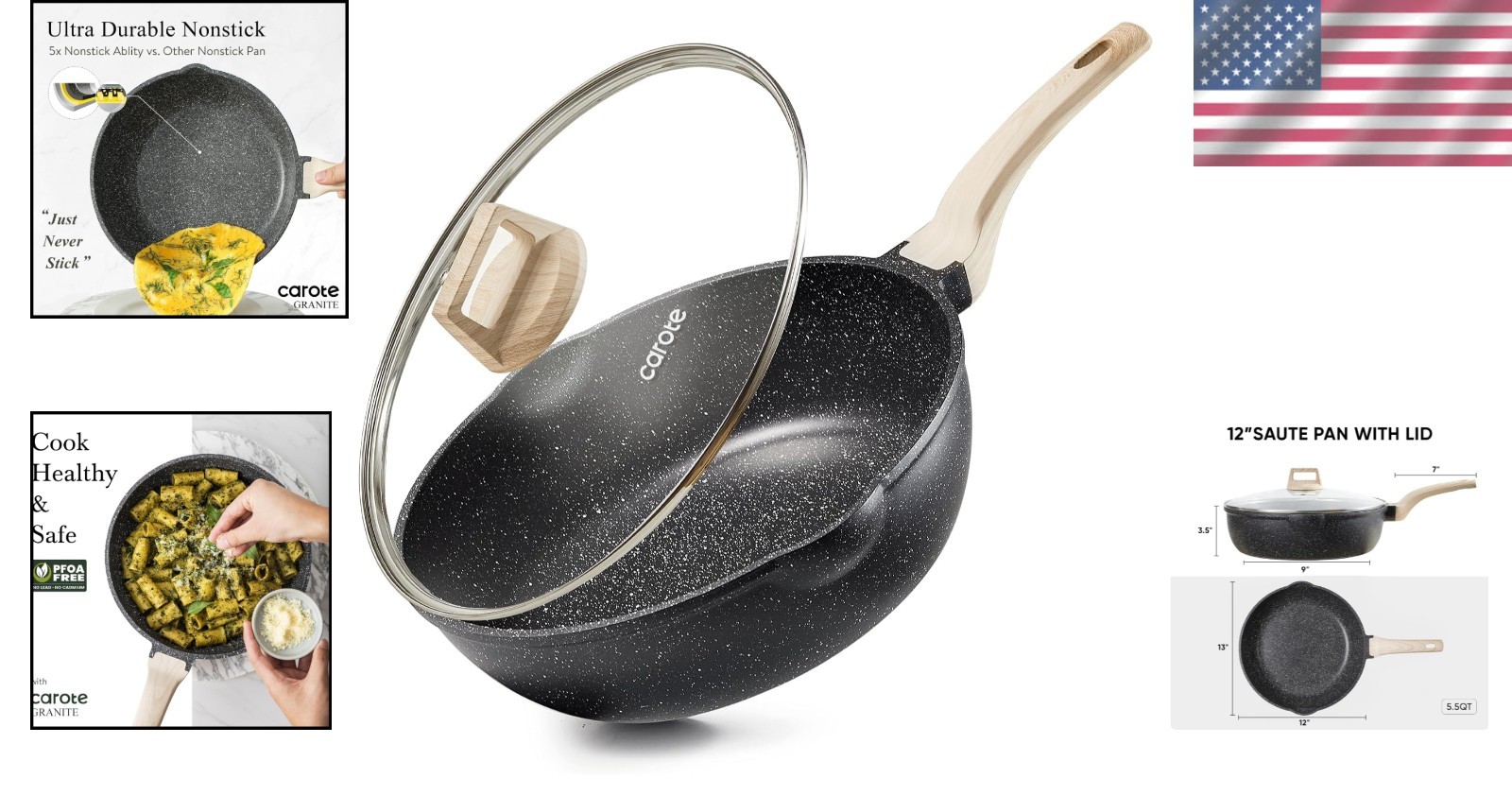 Jumbo Cooker Saute Pan with Pour Spout – Classic Granite