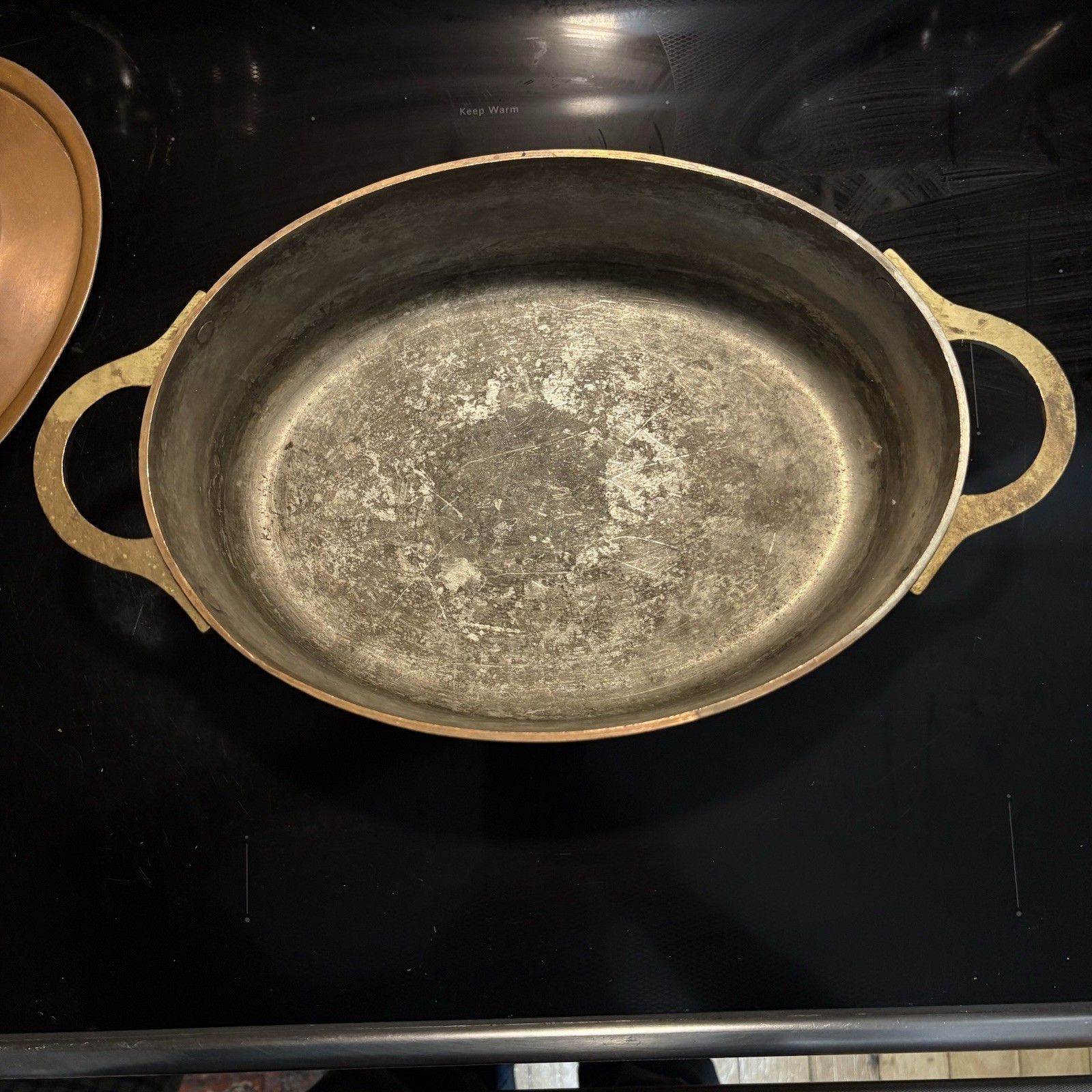 RARE 8lb Metaux Ouvres-Vesoul Copper Dutch Oven w Lid Heavy Cast Brass Handles