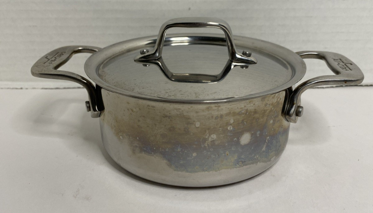 All-Clad Stainless Steel Mini Dutch Oven Cocotte Pot with Lid .5 Qt Heat Stains